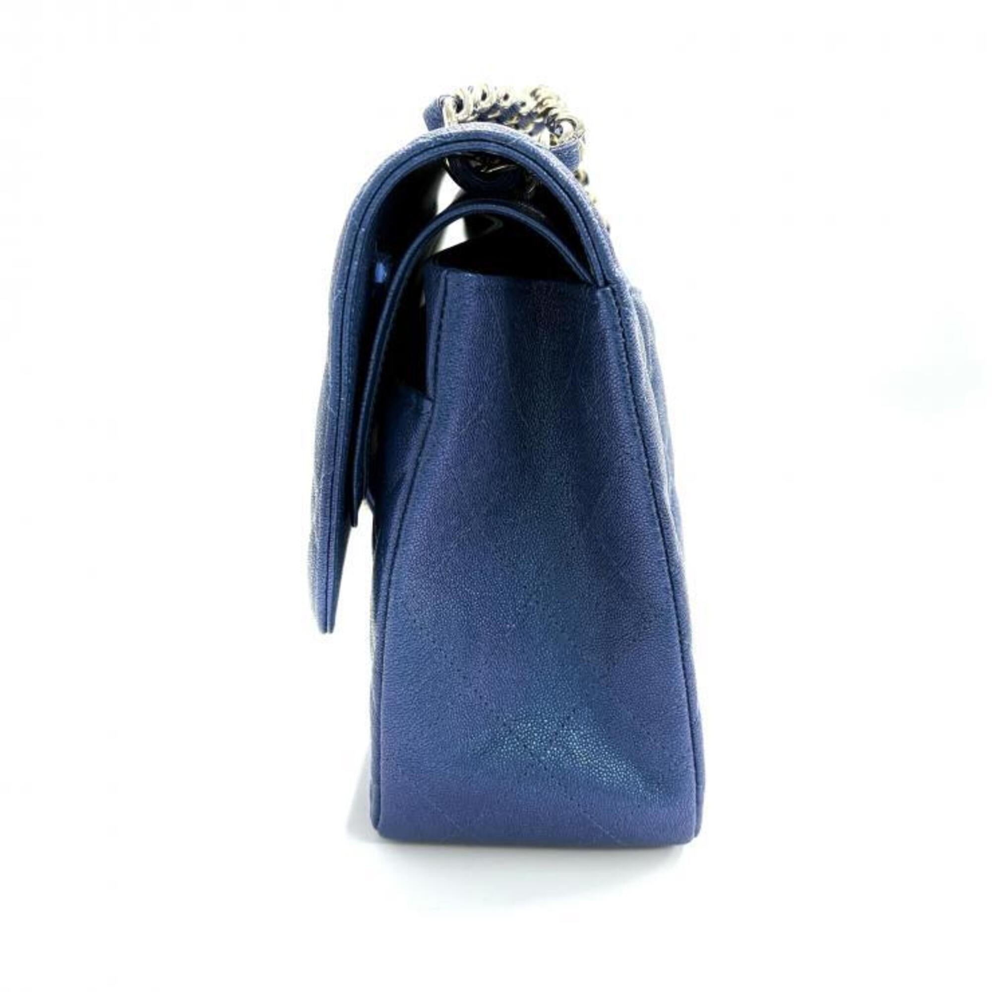 Chanel Blue Grained Calfskin Shoulder Bag (Pre-Owned)