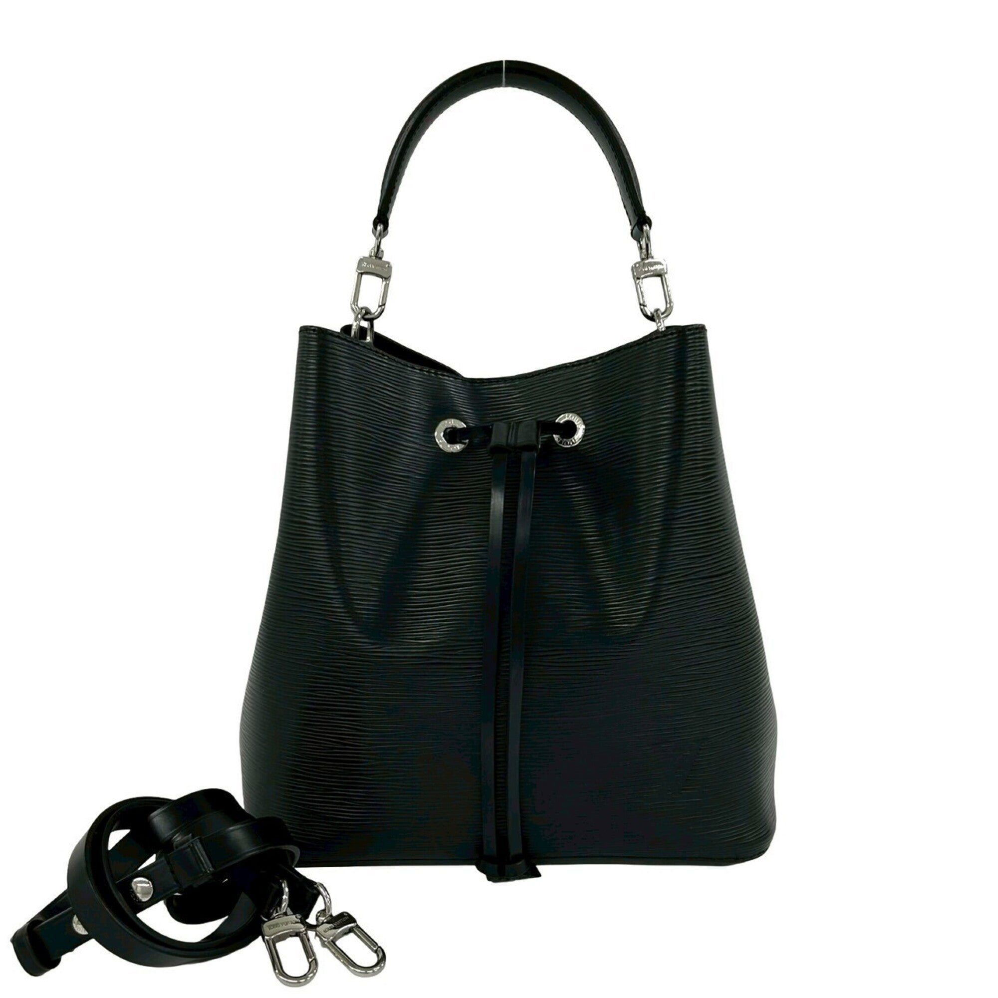 Louis Vuitton Black Leather Handbag Shoulder Bag (Pre-Owned)
