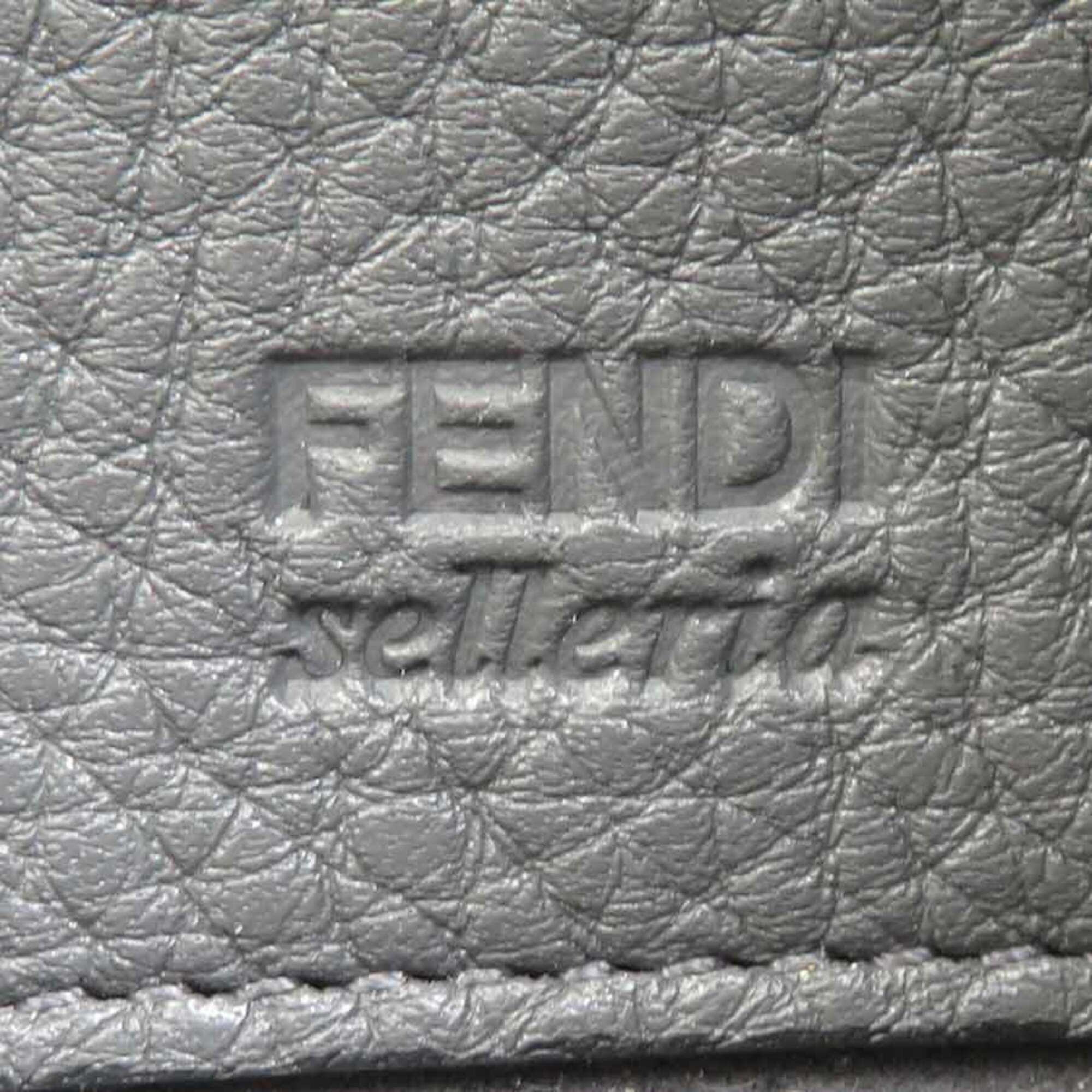 Fendi Gray Leather Long Wallet (Bi-Fold) (Pre-Owned)