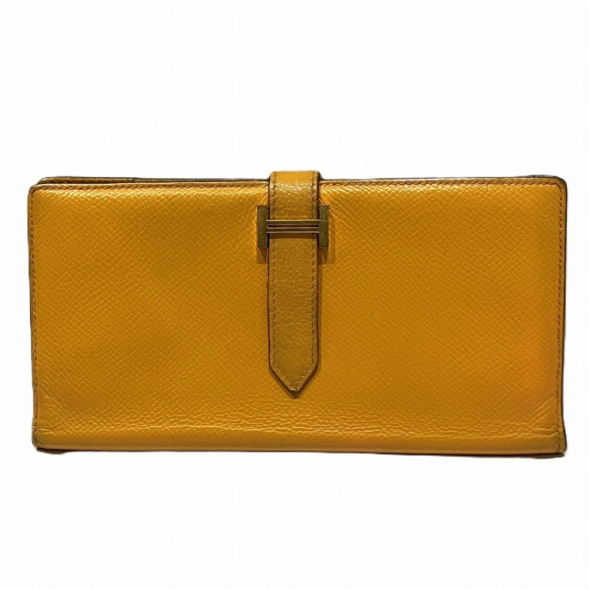 Hermes Bearn Soufre Yellow Epsom Leather Long Wallet (Bi-Fold) (Pre-Owned)
