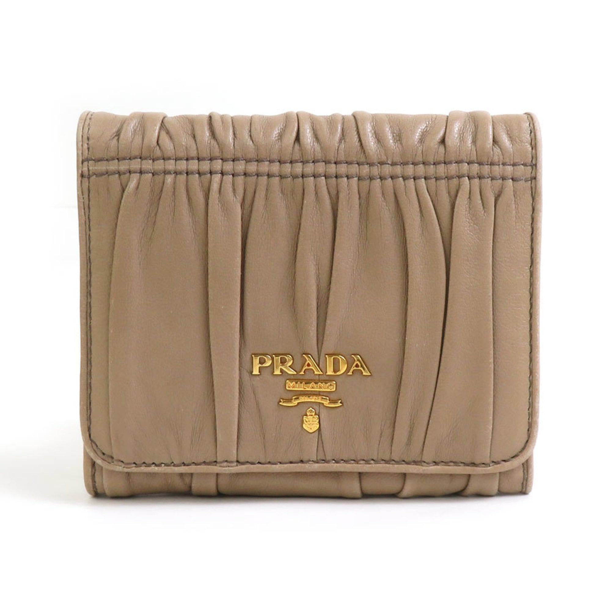Prada Beige Leather Wallet (Tri-Fold) (Pre-Owned)