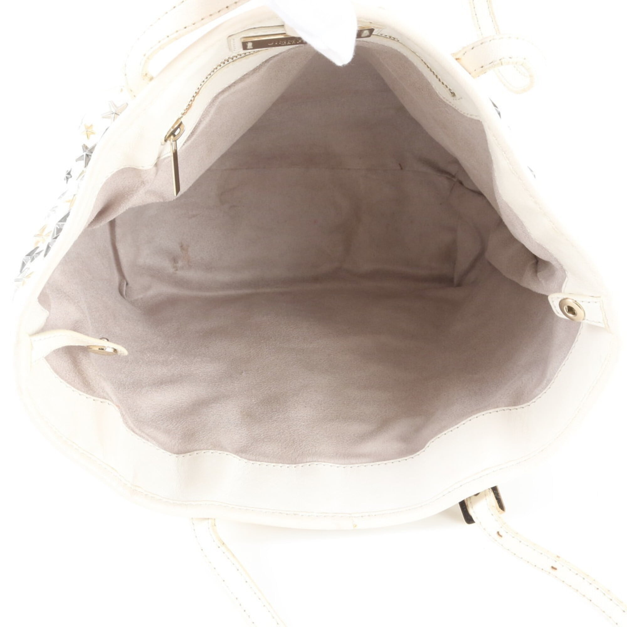 Jimmy Choo Silver White Leather Handbag Shoulder Bag Tote Bag (Pre-Owned)