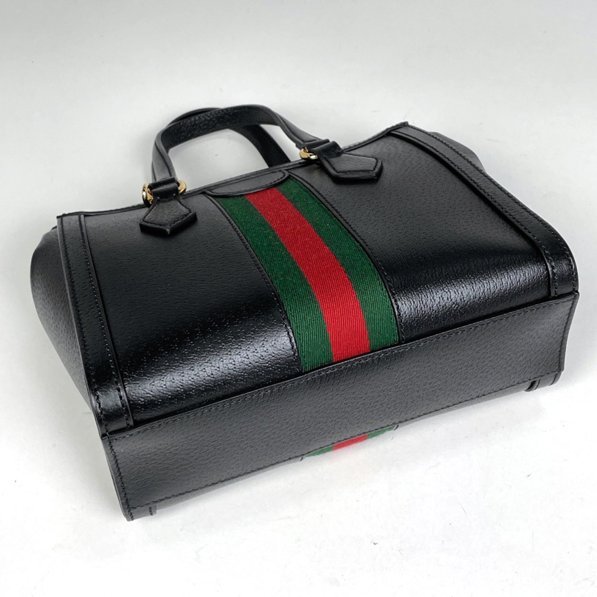 Gucci Sherry Line Black Leather Handbag (Pre-Owned)