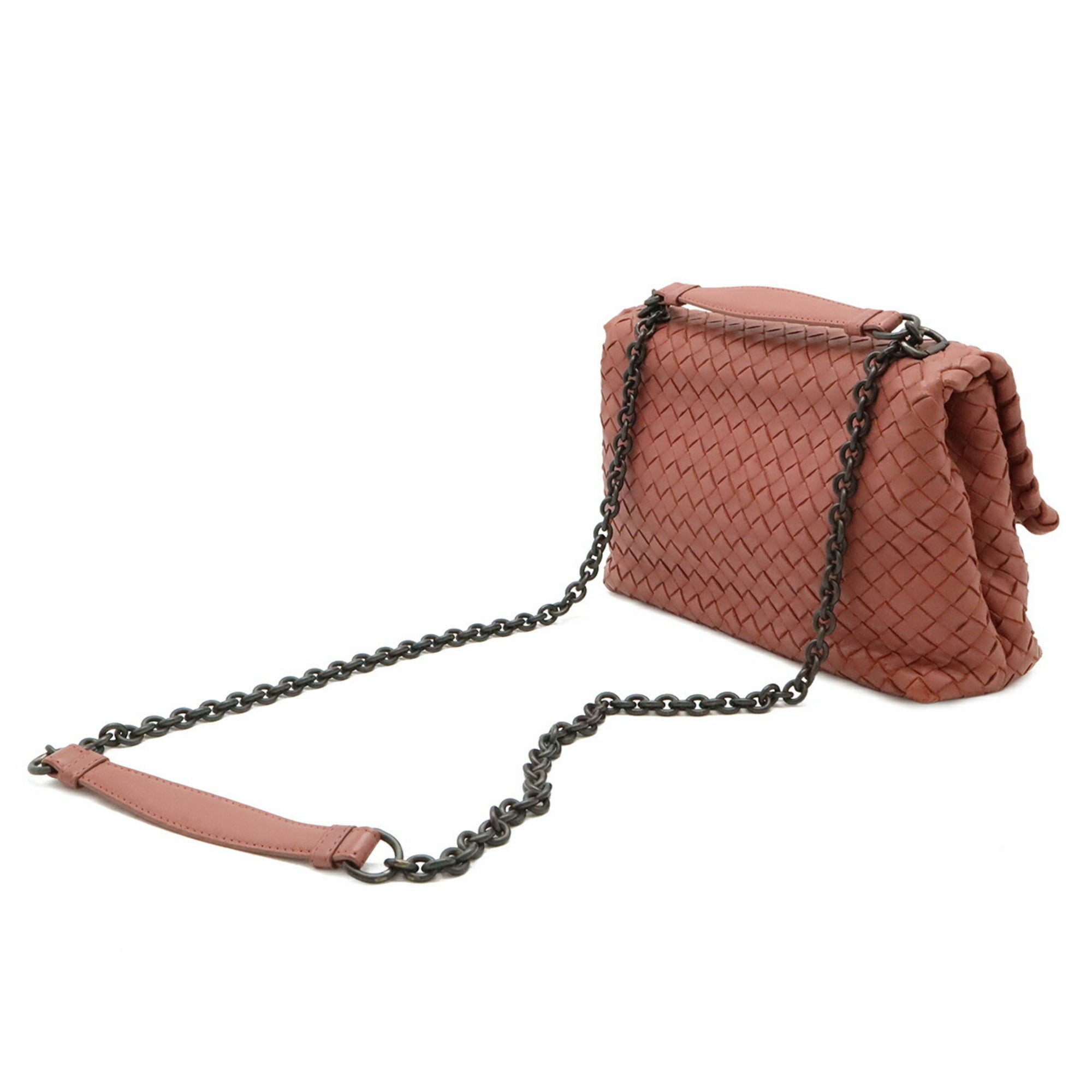 Bottega Veneta Intrecciato Pink Leather Shoulder Bag (Pre-Owned)