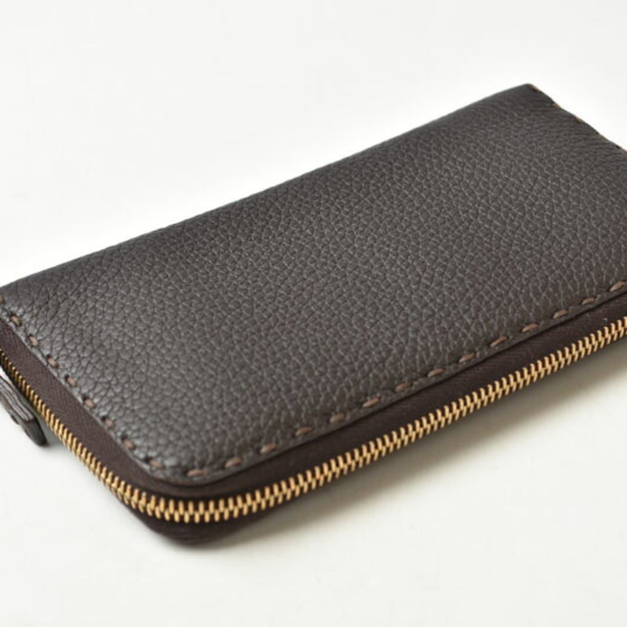 Fendi Dark Brown Leather Coin Purse/Coin Case (Pre-Owned)