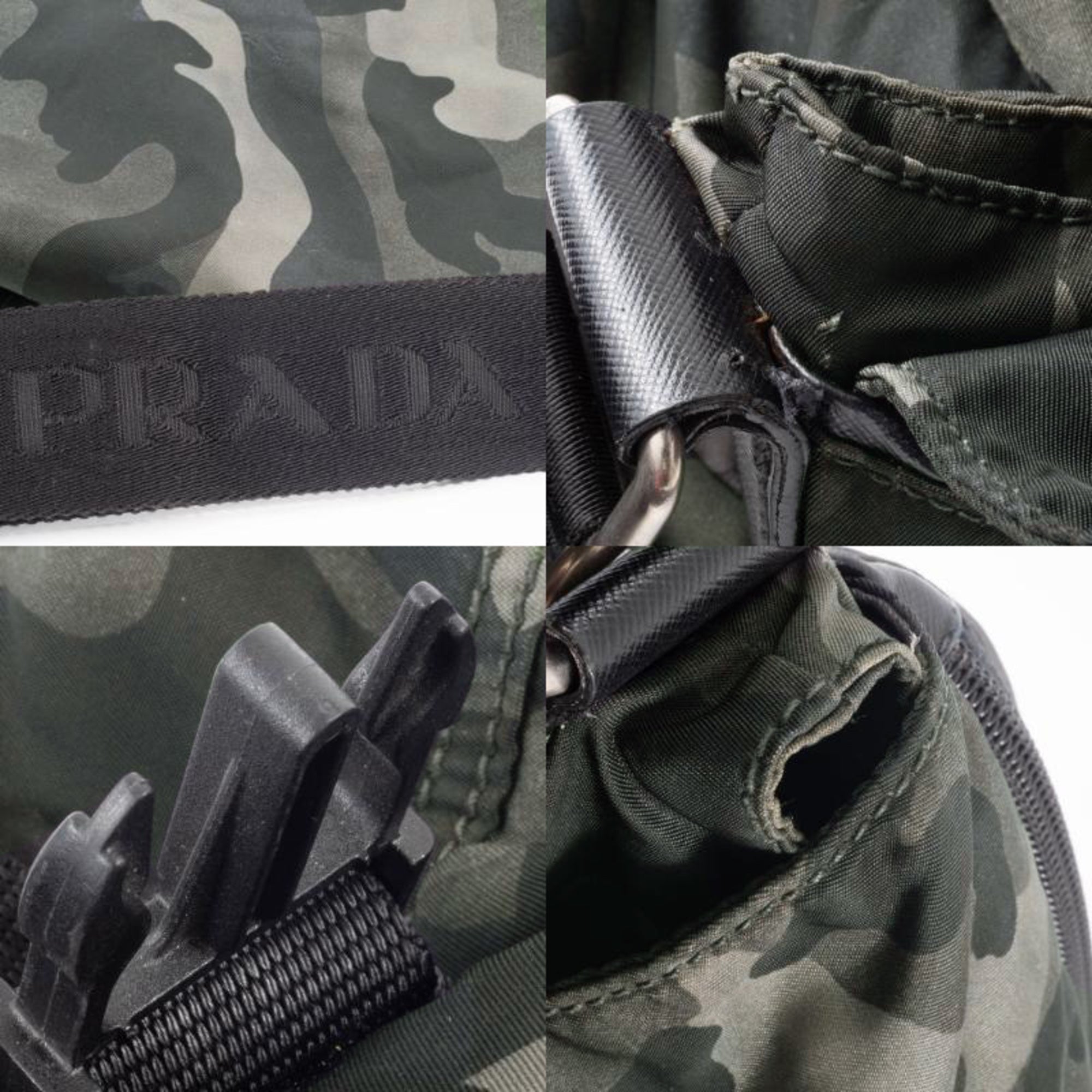 Prada Green Multi-Color Nylon Shoulder Bag (Pre-Owned)
