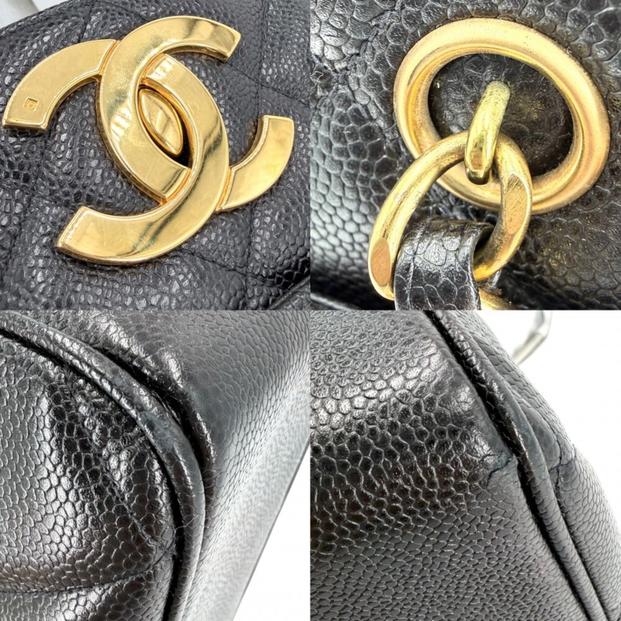 Chanel Matelasse Black Grained Calfskin Handbag (Pre-Owned)