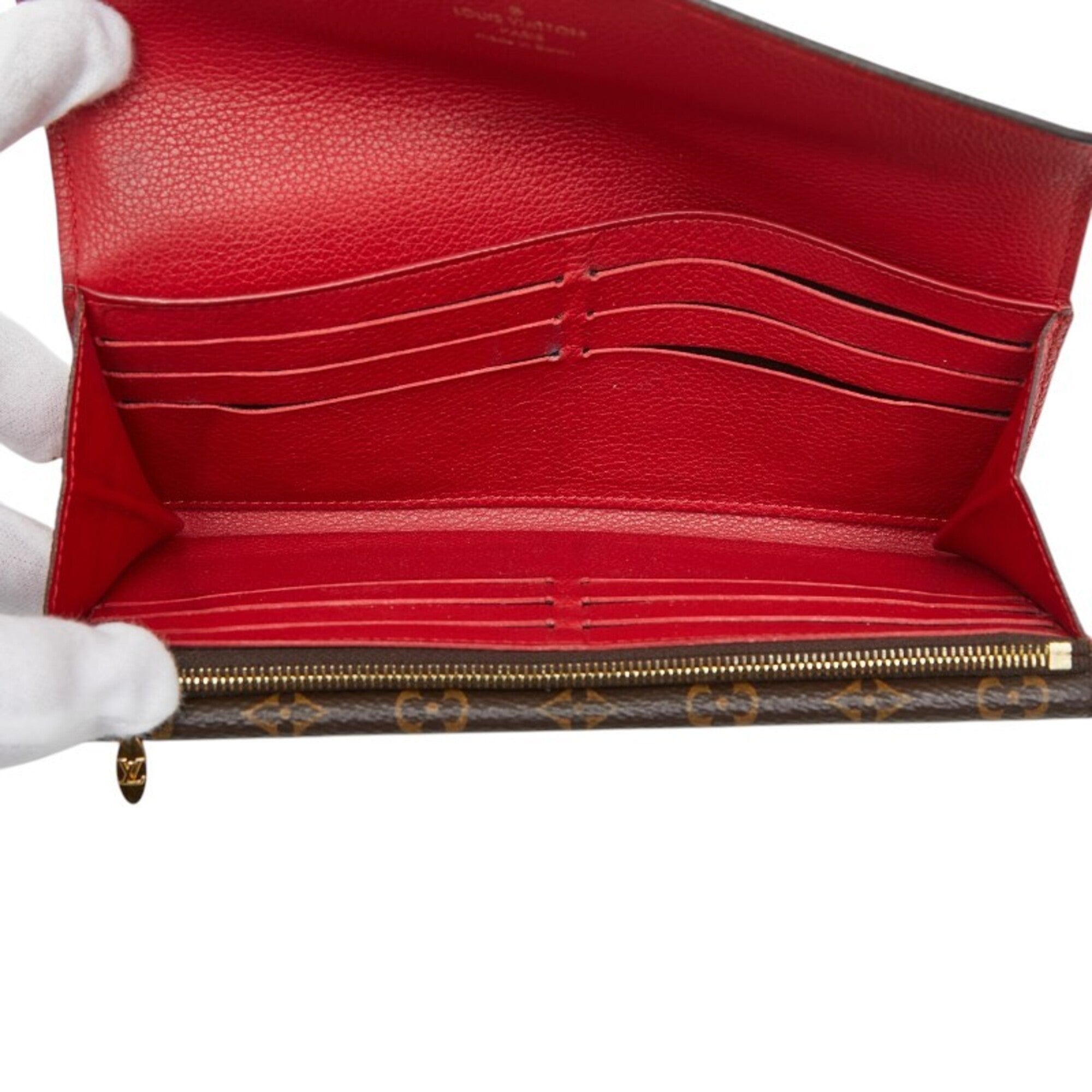 Louis Vuitton Red Brown Leather Pvc Long Wallet (Bi-Fold) (Pre-Owned)