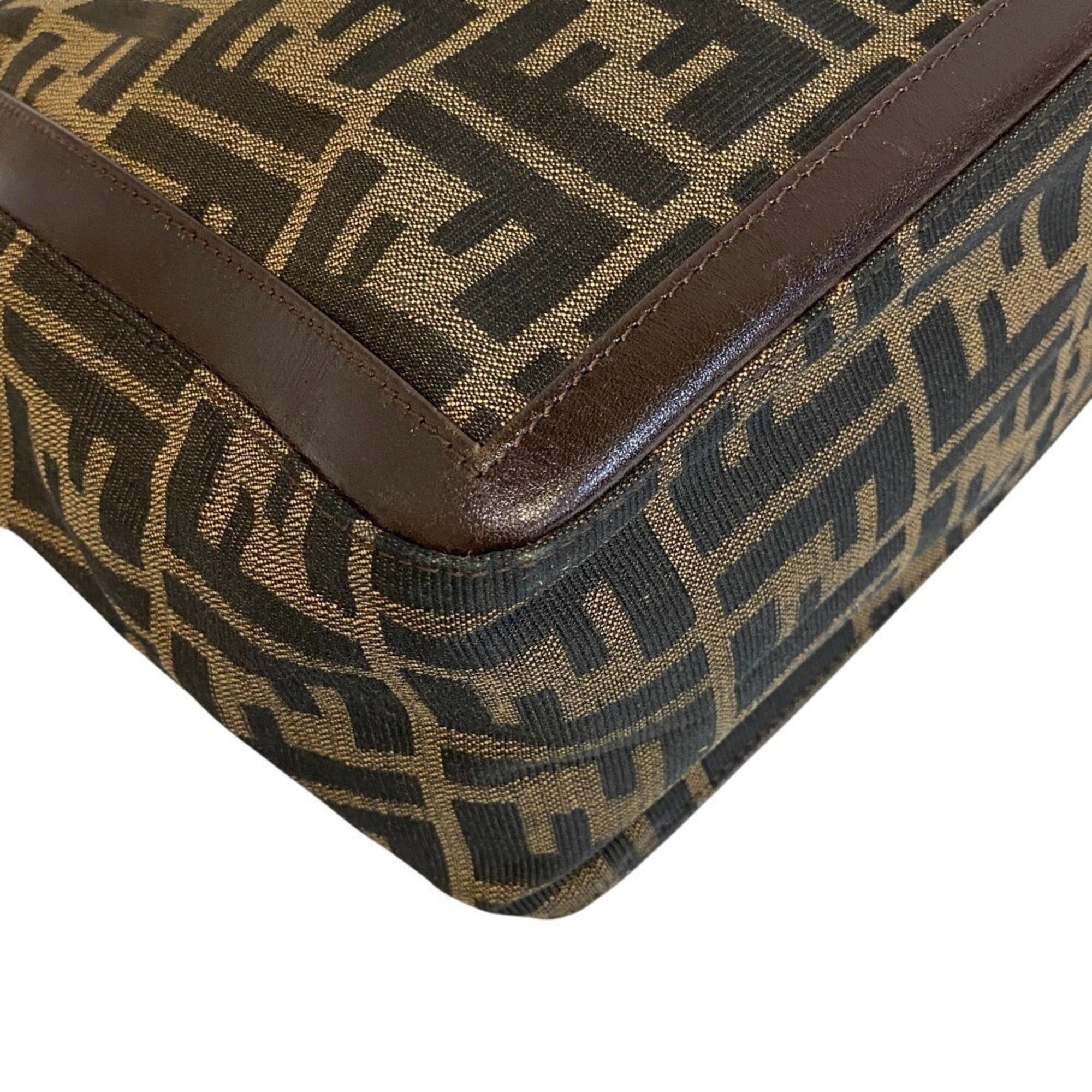 Fendi Zucca Brown Leather Handbag (Pre-Owned)