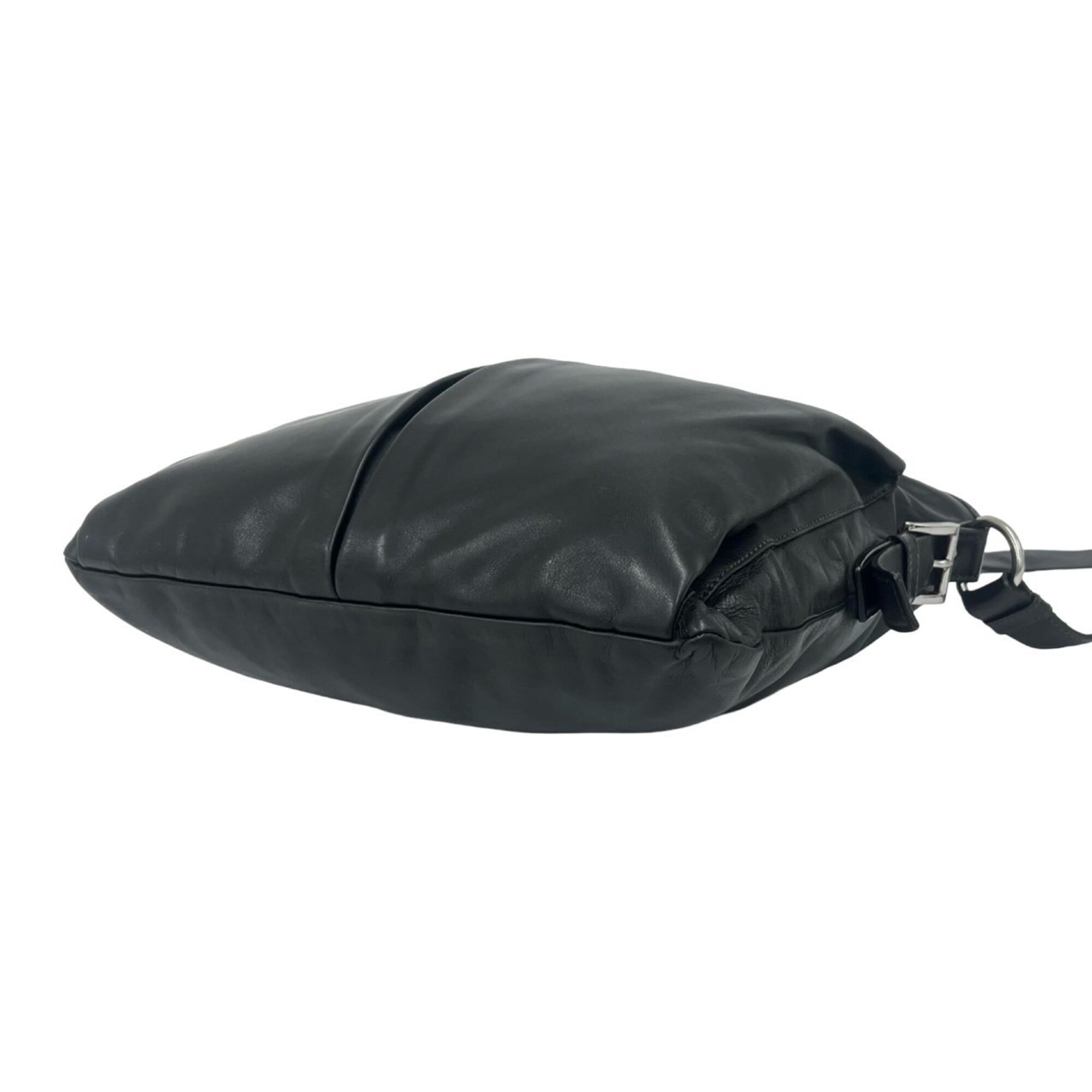 Prada Black Leather Shoulder Bag Tote Bag (Pre-Owned)