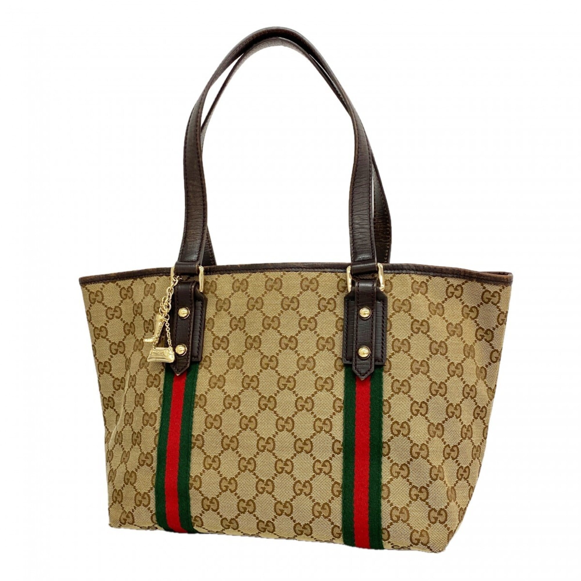Gucci Beige Brown Canvas Tote Bag (Pre-Owned)