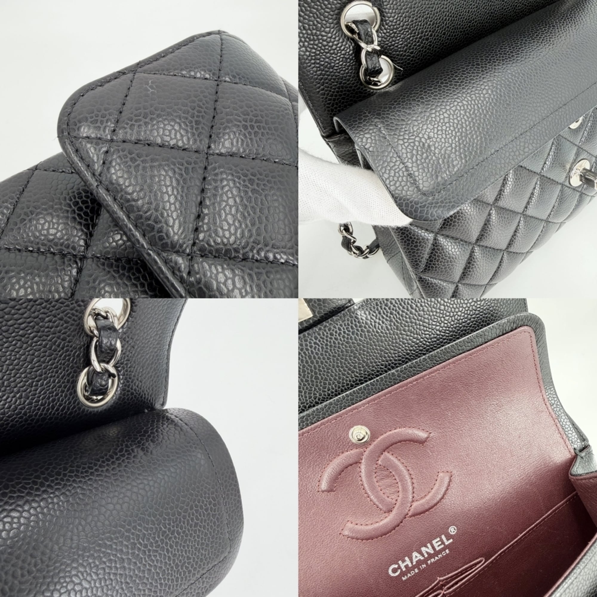Chanel Black White Grained Calfskin Shoulder Bag (Pre-Owned)