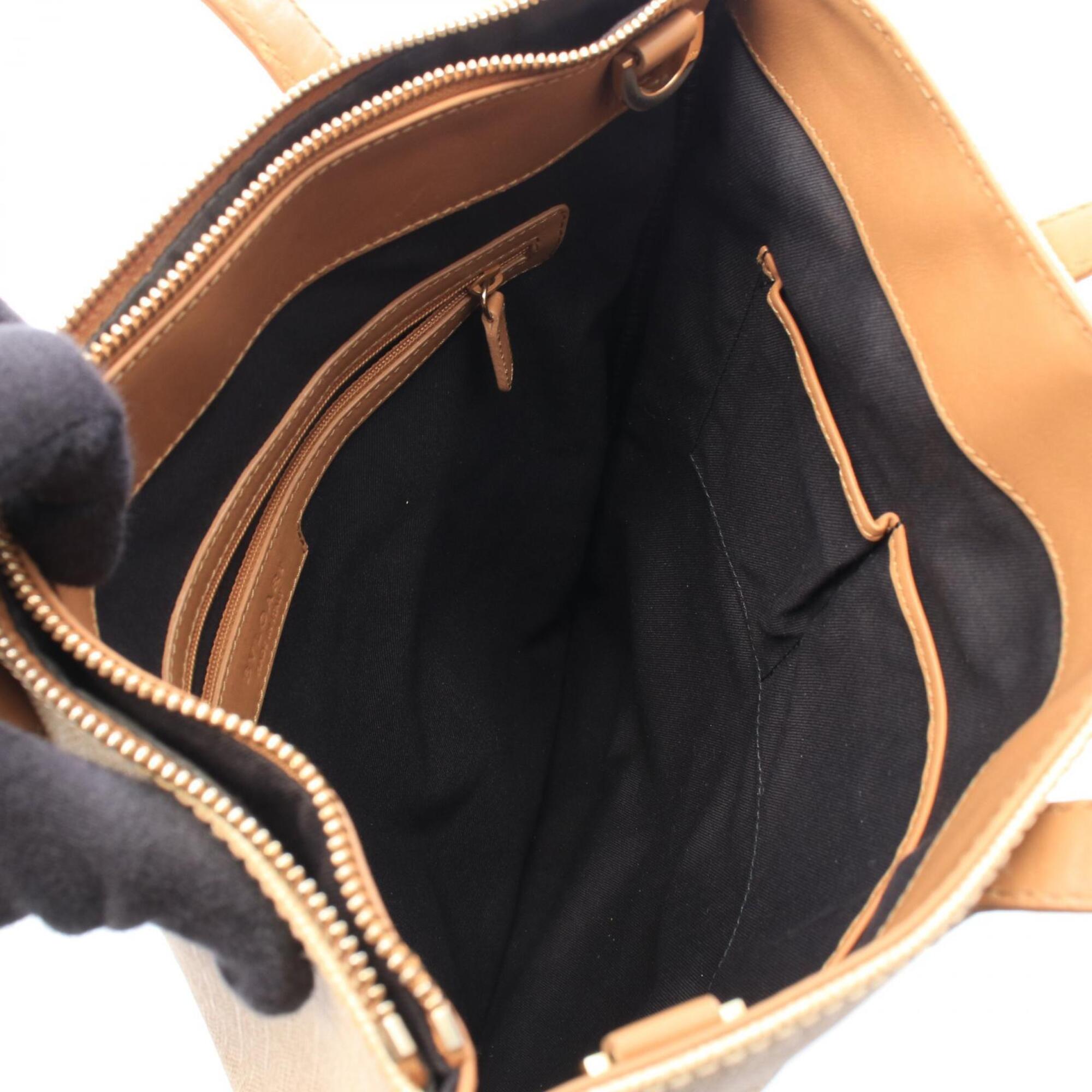 Bvlgari Collezione Beige Brown Coated Canvas Handbag Tote Bag (Pre-Owned)