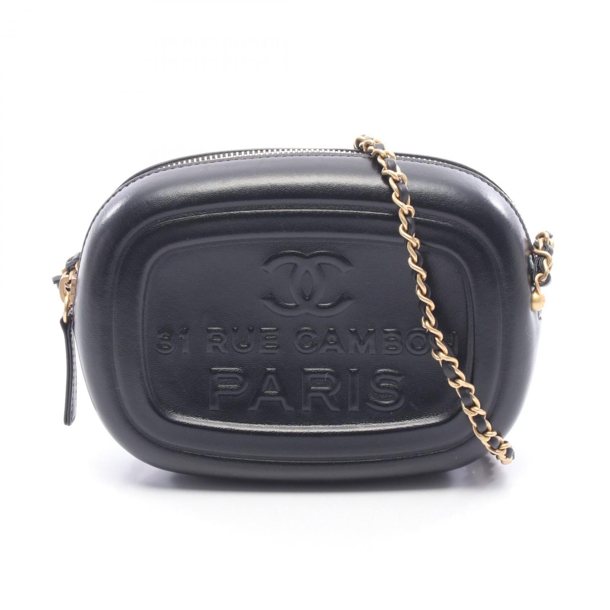 Chanel Black Leather Handbag Shoulder Bag (Pre-Owned)