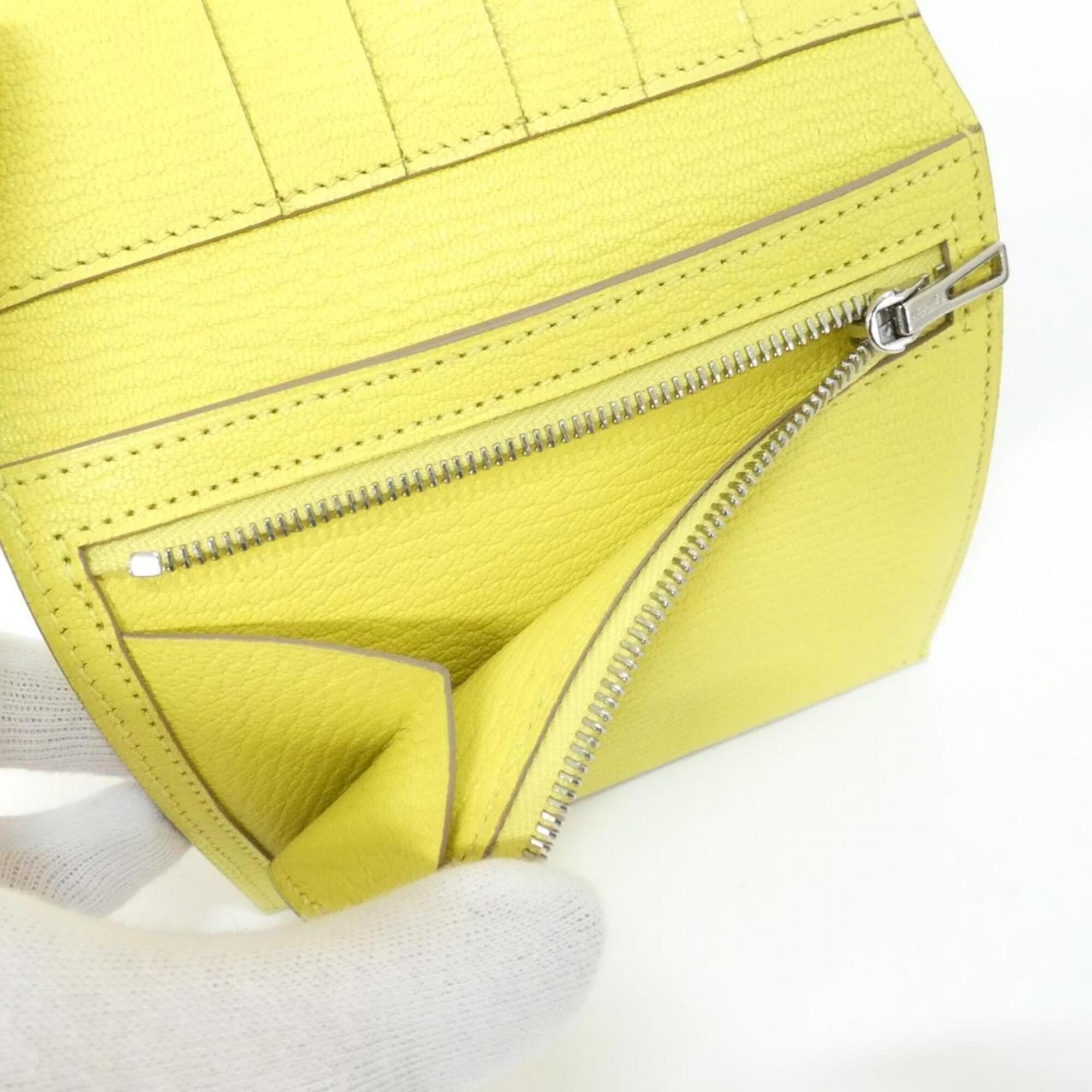 Hermes Lime Chevre Leather Wallet (Tri-Fold) (Pre-Owned)