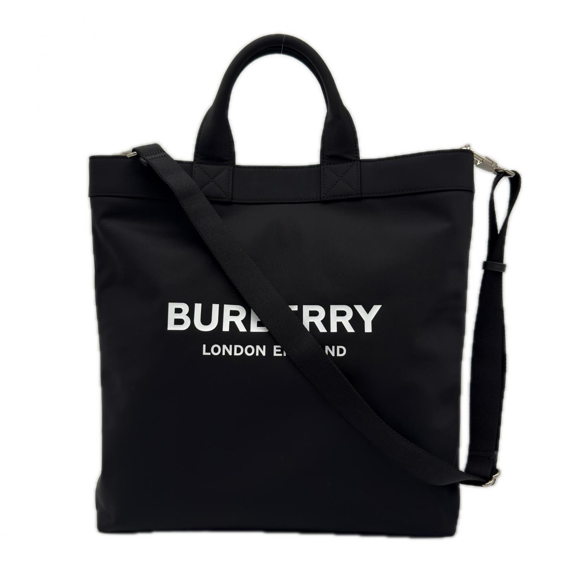 Burberry Black White Nylon Tote Bag (Pre-Owned)
