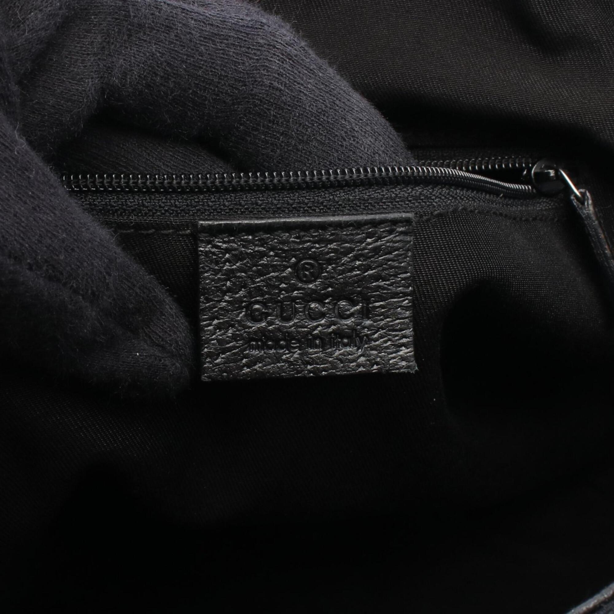 Gucci Black Canvas Leather Handbag Shoulder Bag (Pre-Owned)