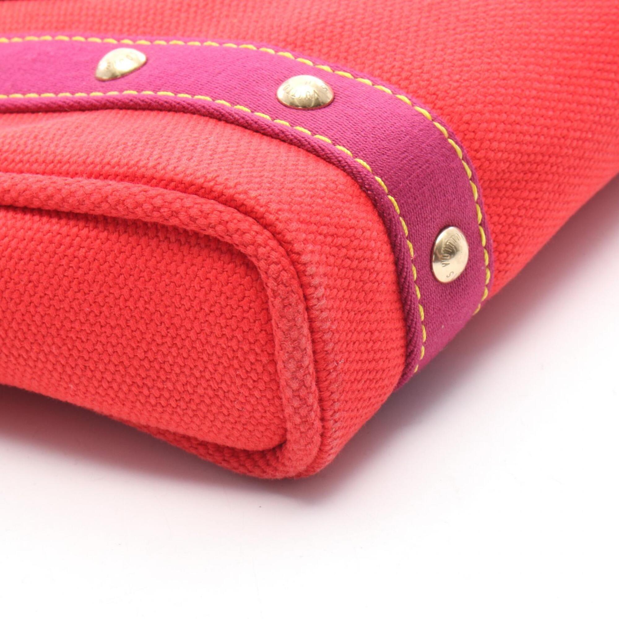 Louis Vuitton Purple Red Color Canvas Leather Handbag Tote Bag (Pre-Owned)