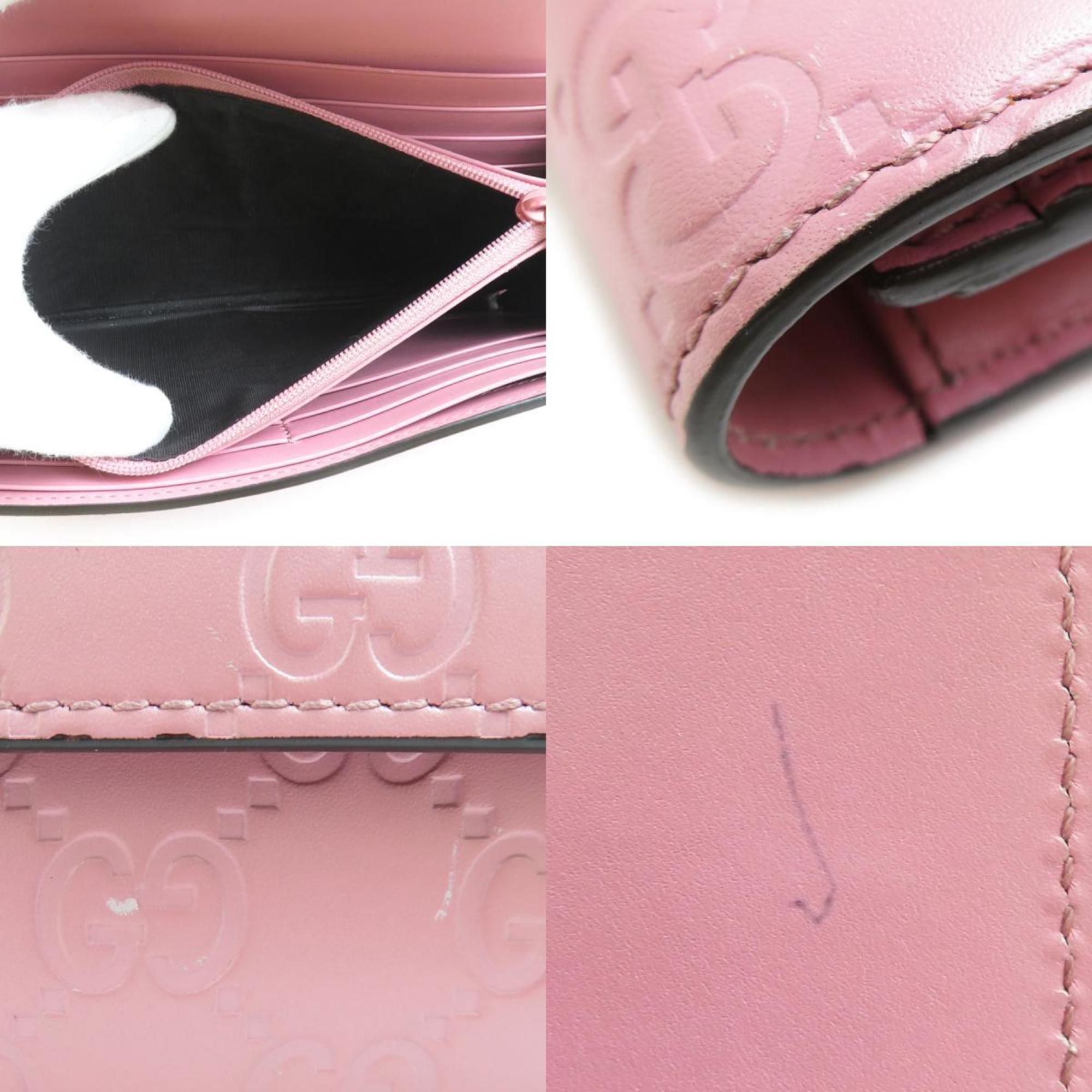 Gucci Pink Leather Long Wallet (Bi-Fold) (Pre-Owned)
