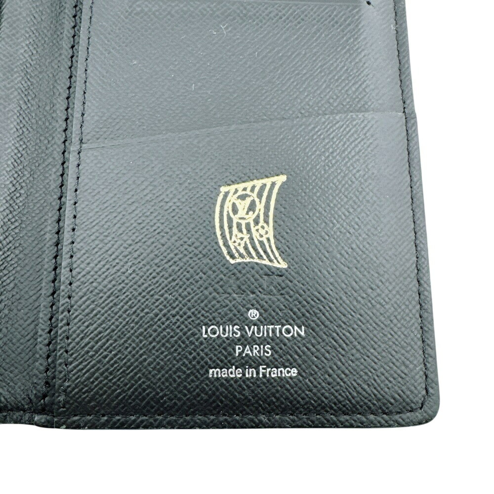Louis Vuitton Monogram Eclipse Black Leather Long Wallet (Bi-Fold) (Pre-Owned)