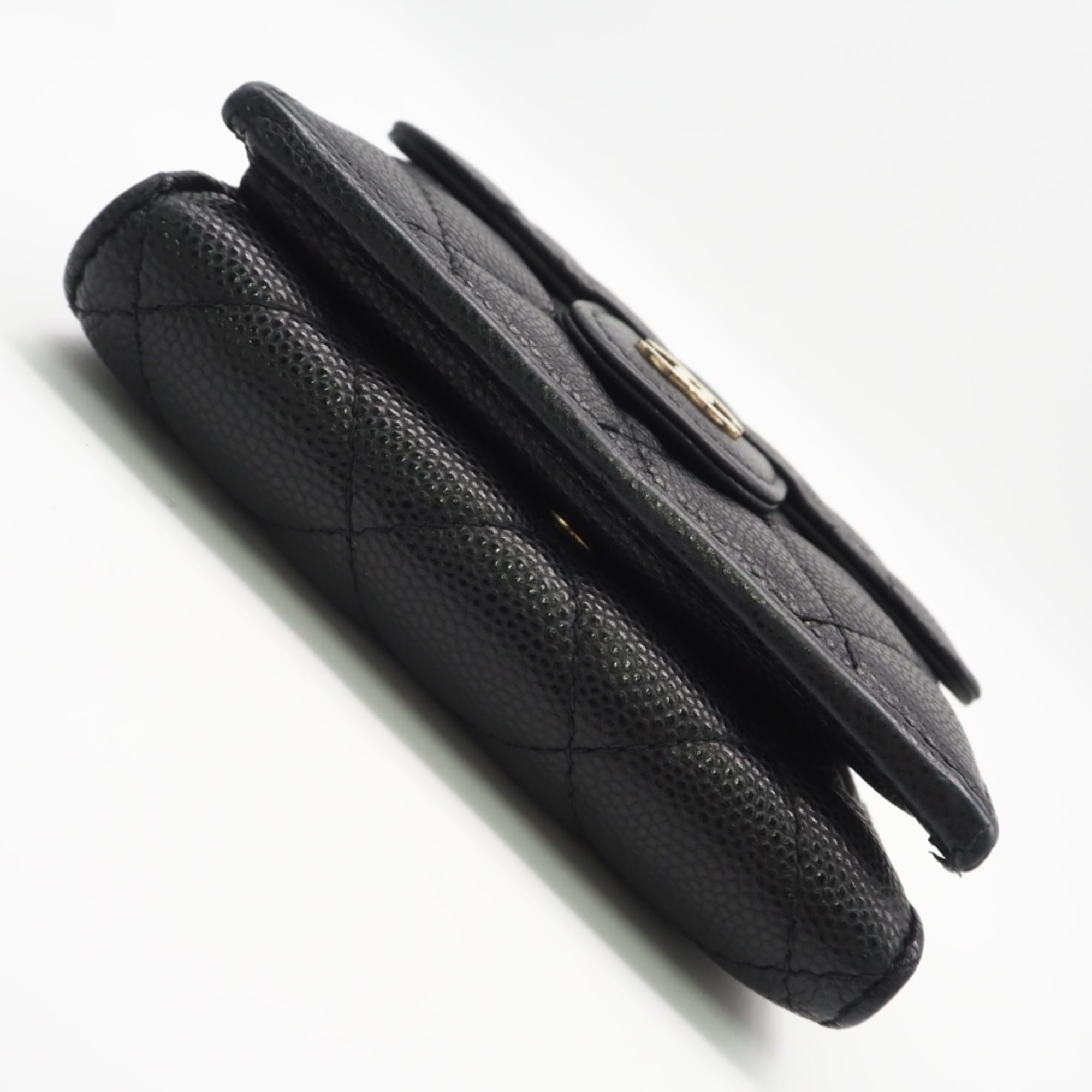 Chanel Black Grained Calfskin Wallet (Tri-Fold) (Pre-Owned)