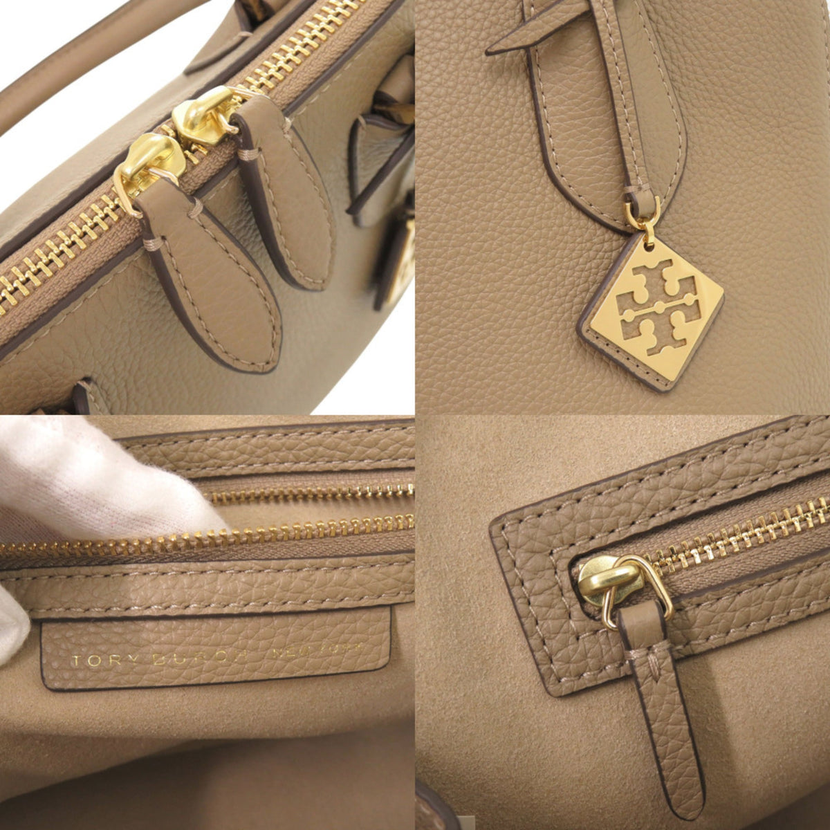 Tory Burch Beige Leather Handbag Shoulder Bag (Pre-Owned)