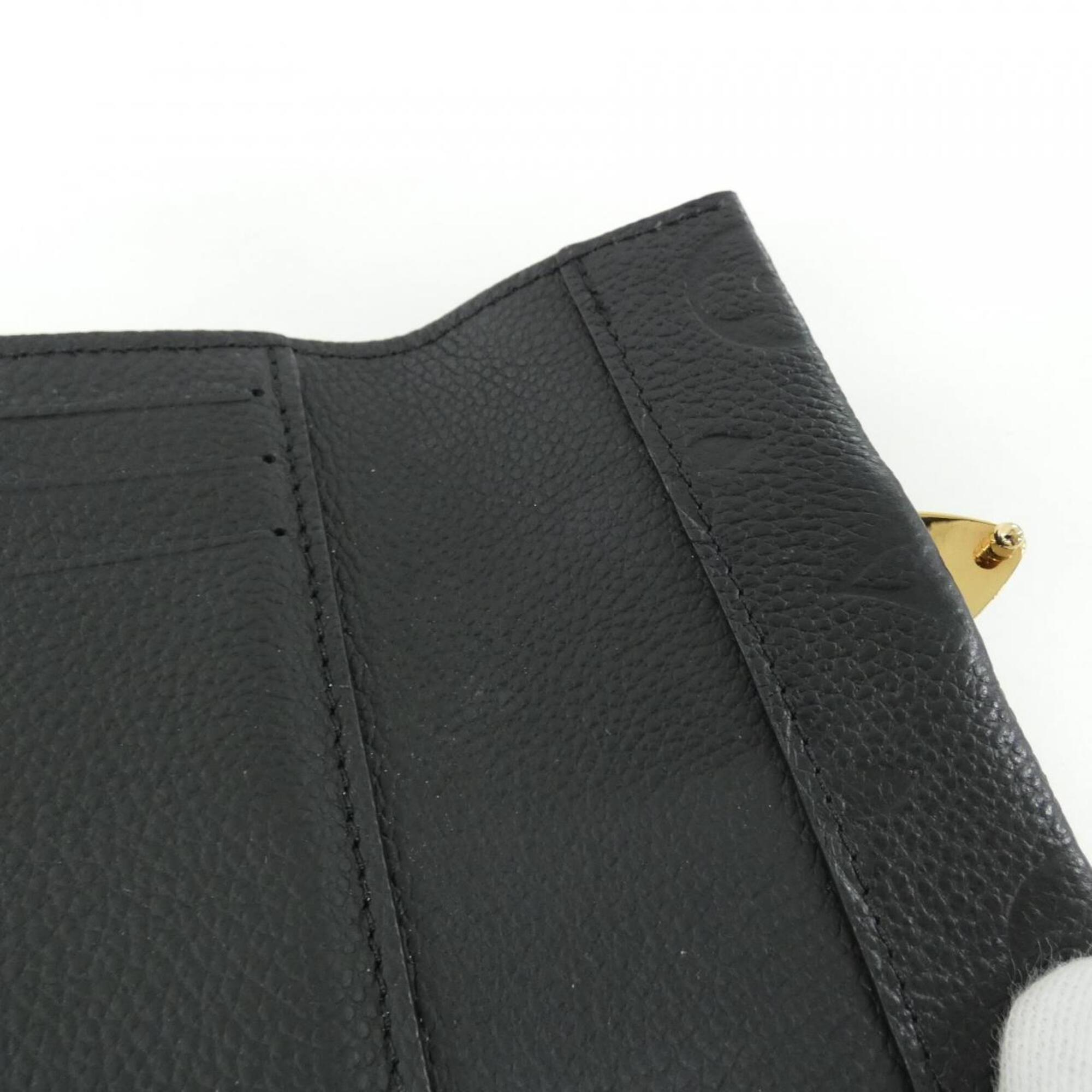 Louis Vuitton Black Leather Wallet (Tri-Fold) (Pre-Owned)