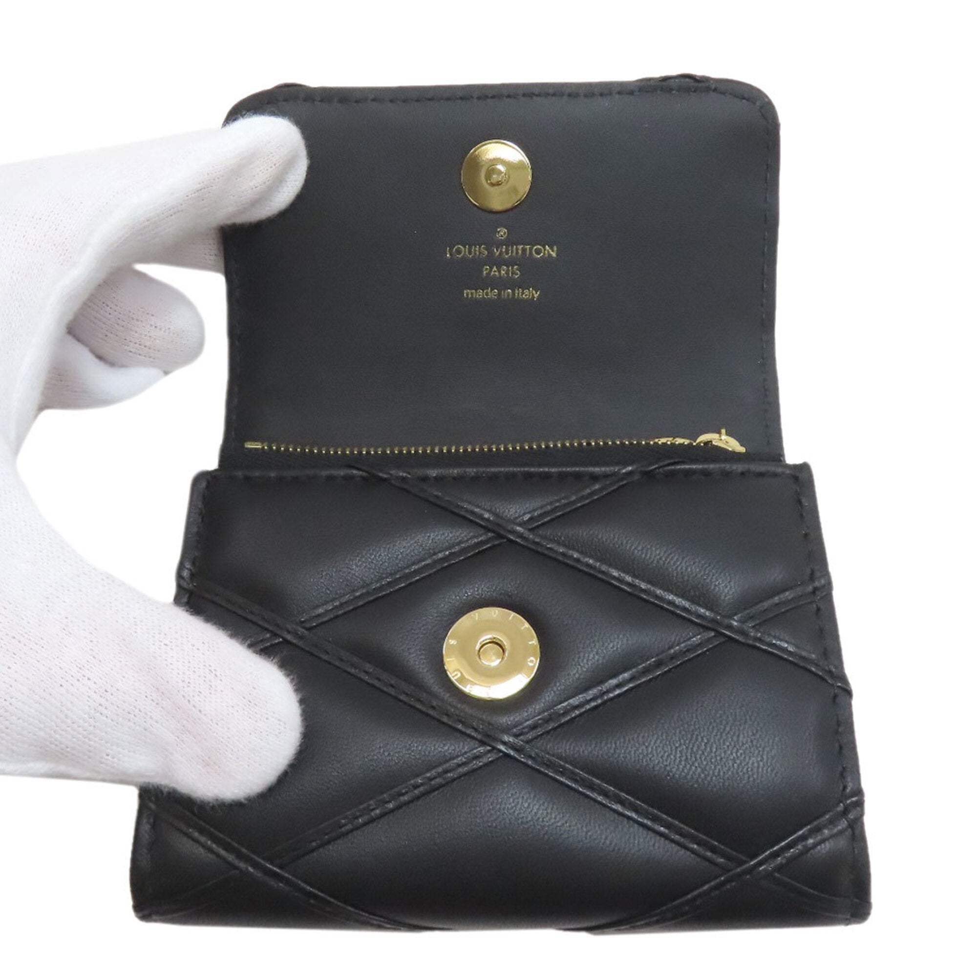 Louis Vuitton Noir Leather Coin Purse/Coin Case (Pre-Owned)