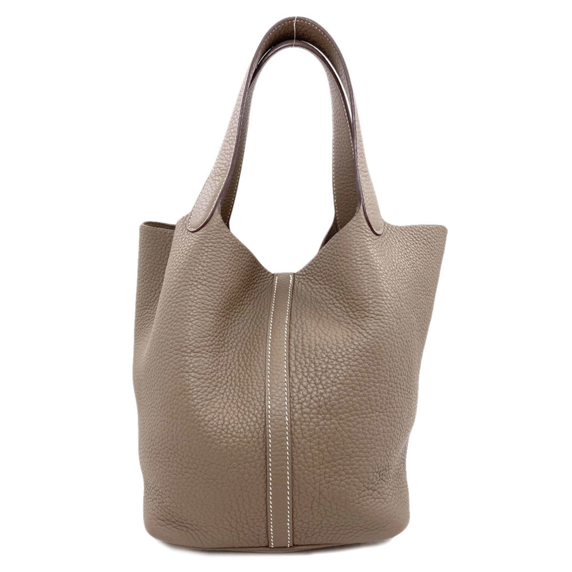 Hermes Grayish Taurillon Clemence Leather Handbag (Pre-Owned)