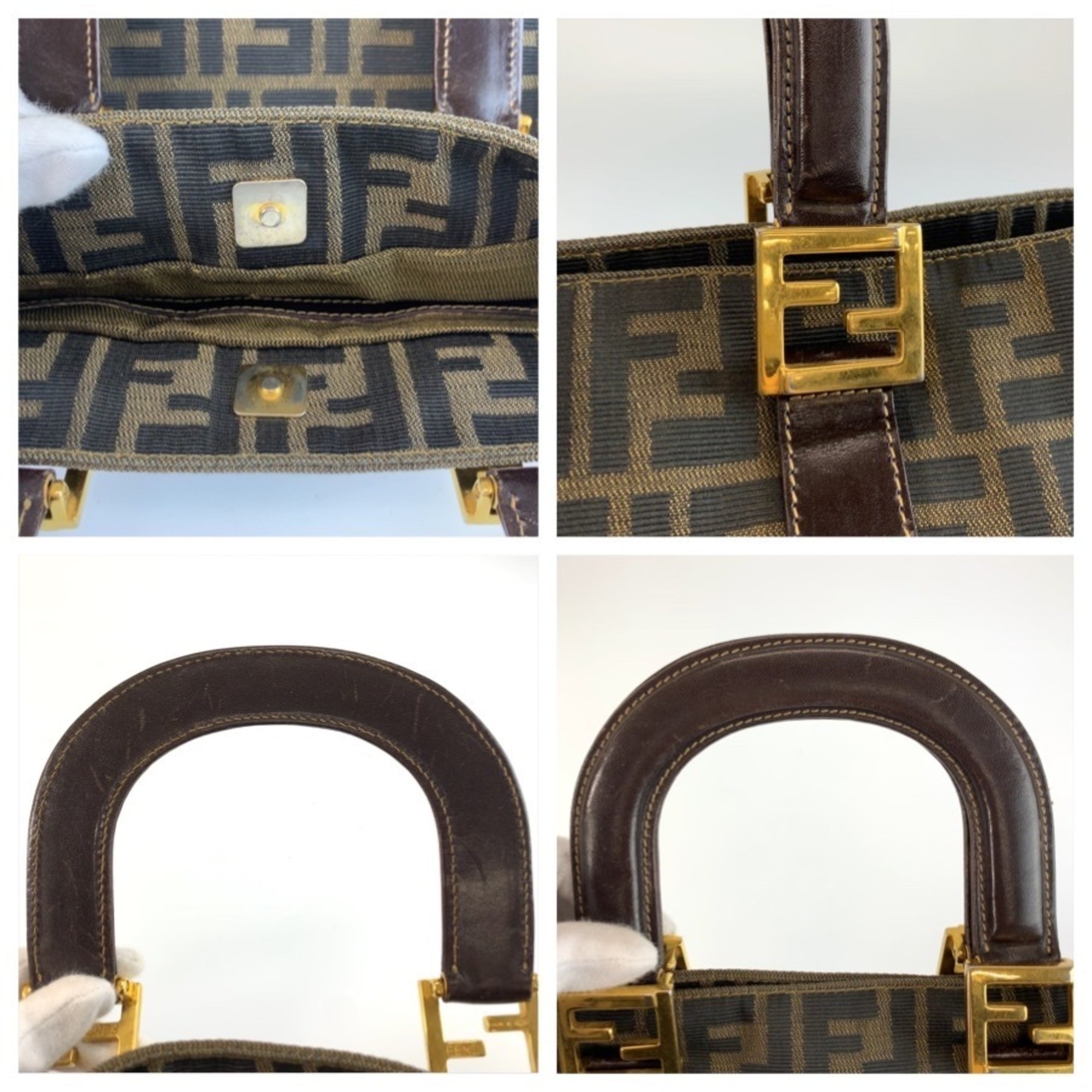 Fendi Brown Canvas Handbag Tote Bag (Pre-Owned)