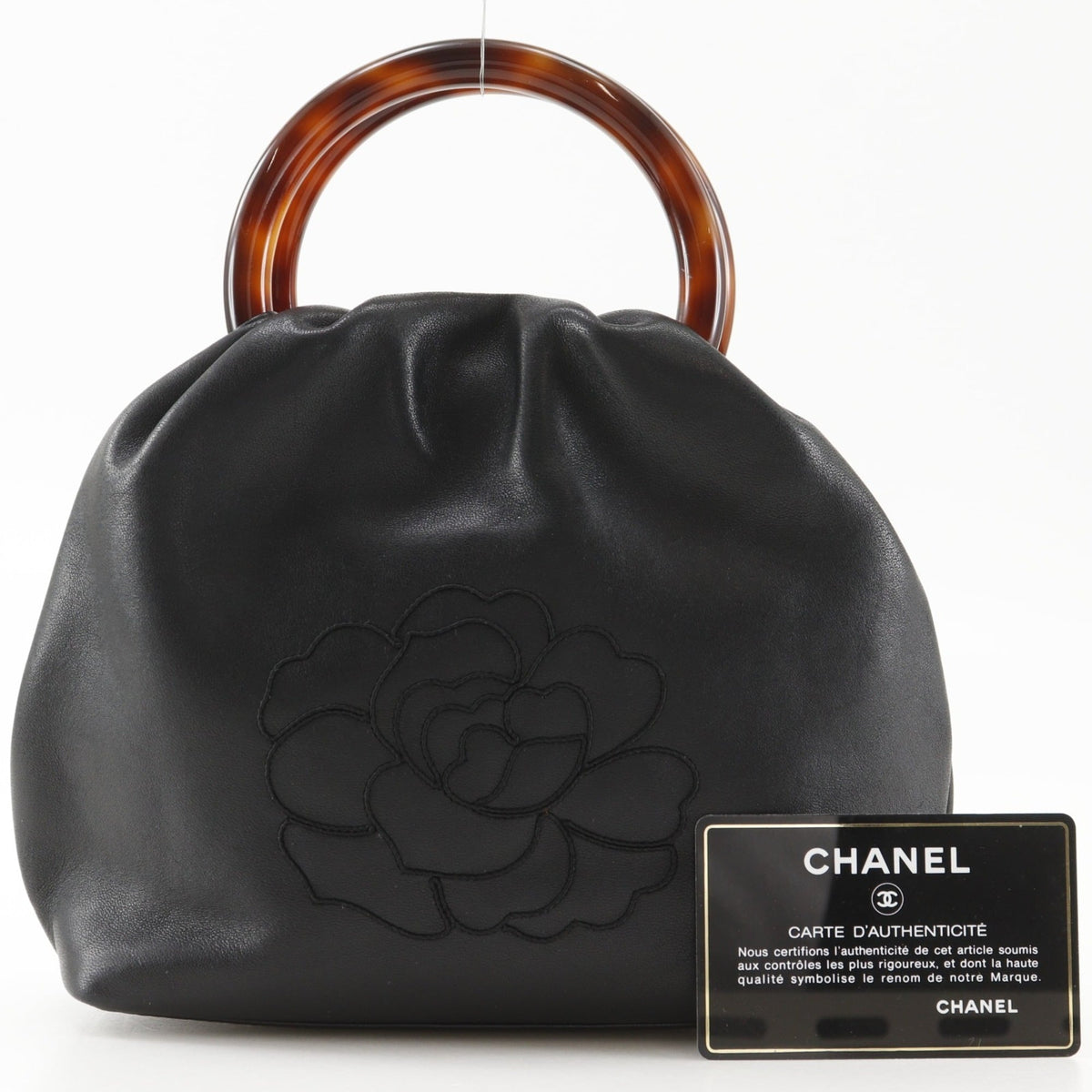 Chanel Black Brown Leather Handbag (Pre-Owned)