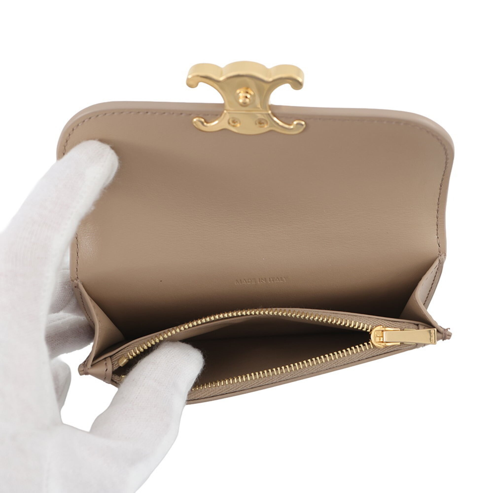 Celine Beige Leather Coin Purse/Coin Case (Pre-Owned)
