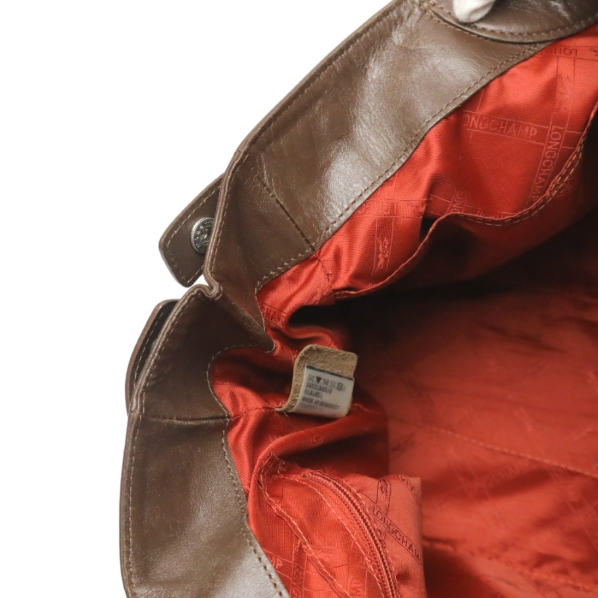 Longchamp Brown Leather Handbag Tote Bag (Pre-Owned)