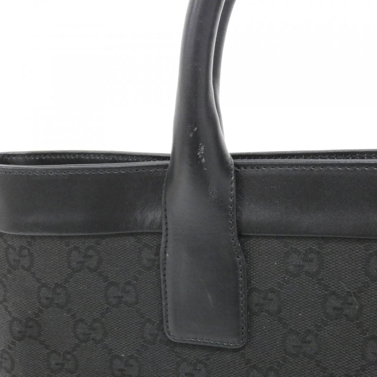Gucci Black Gg Canvas Leather Handbag (Pre-Owned)