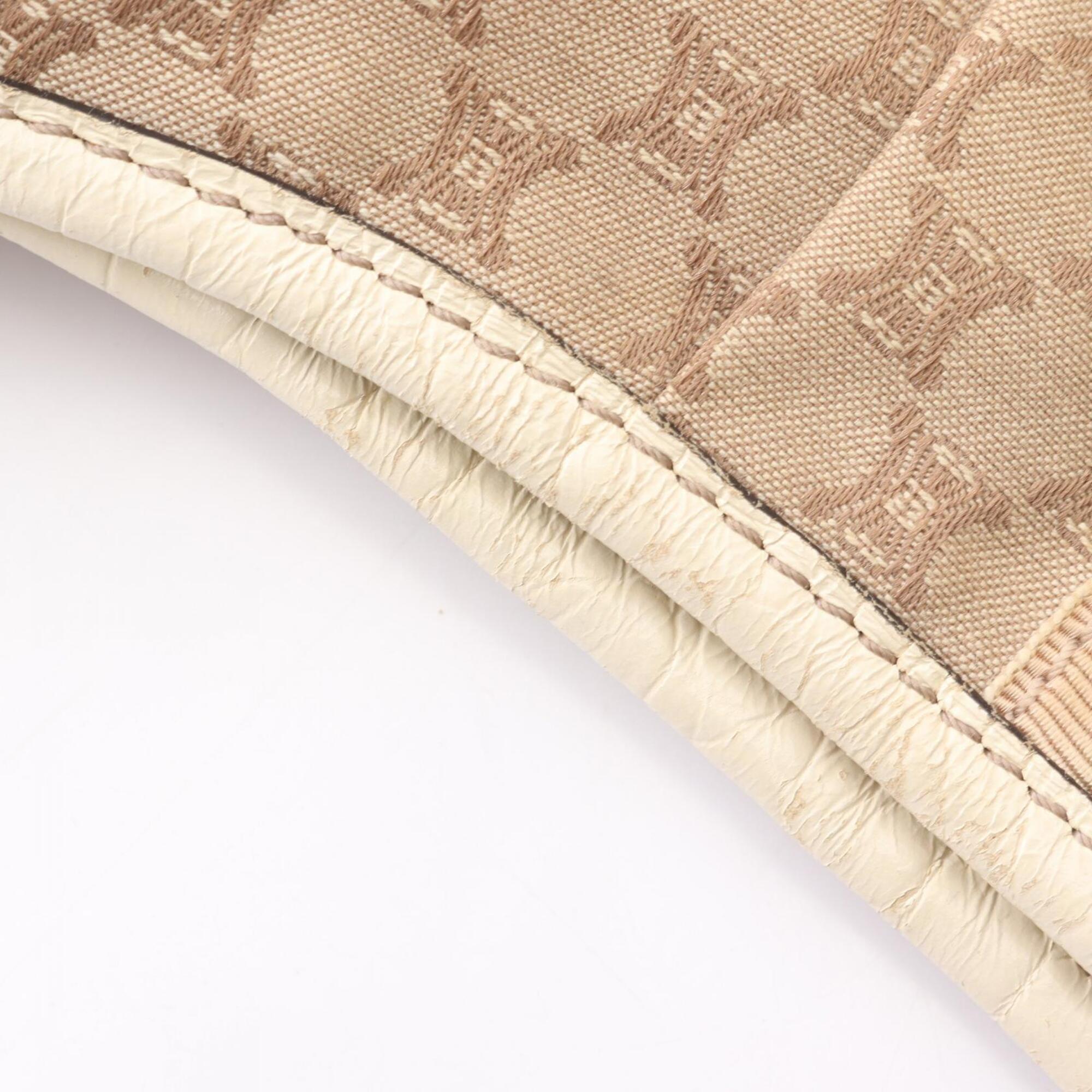 Celine Beige White Canvas Leather Handbag Shoulder Bag (Pre-Owned)