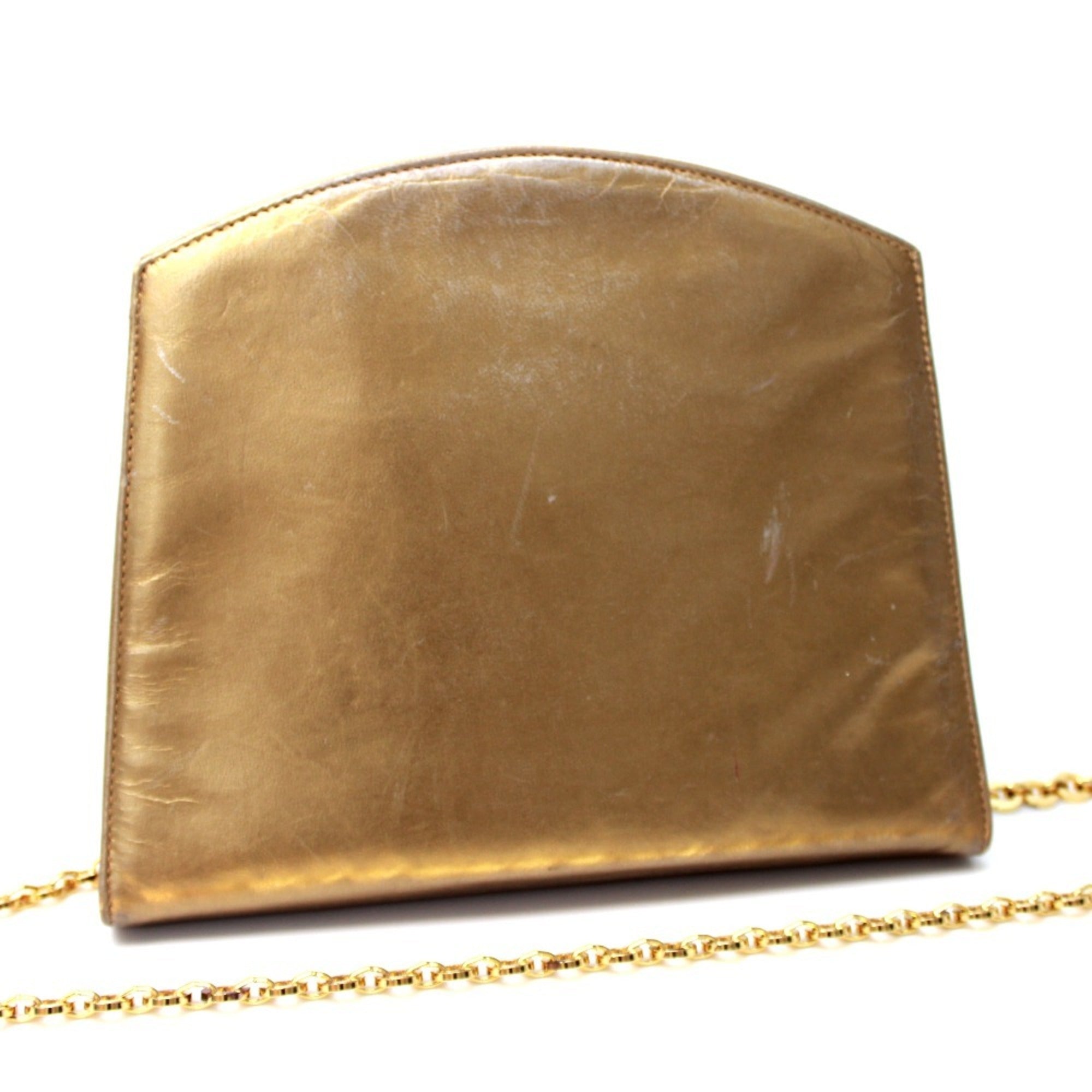 Salvatore Ferragamo Gold Leather Pochette Shoulder Bag (Pre-Owned)
