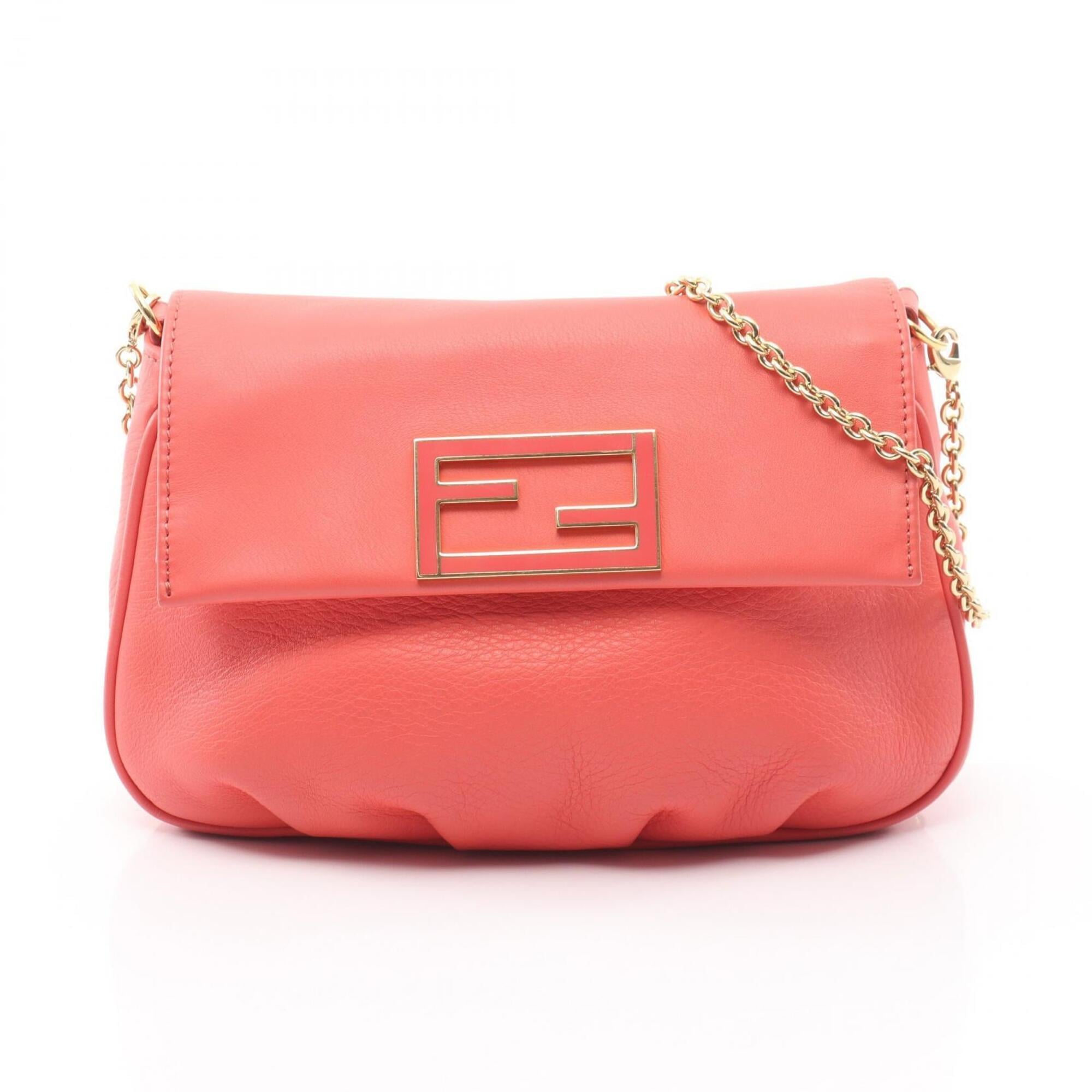 Fendi Pink Leather Handbag Shoulder Bag (Pre-Owned)