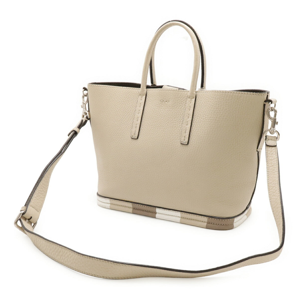 Fendi Beige Sand Leather Handbag Shoulder Bag (Pre-Owned)