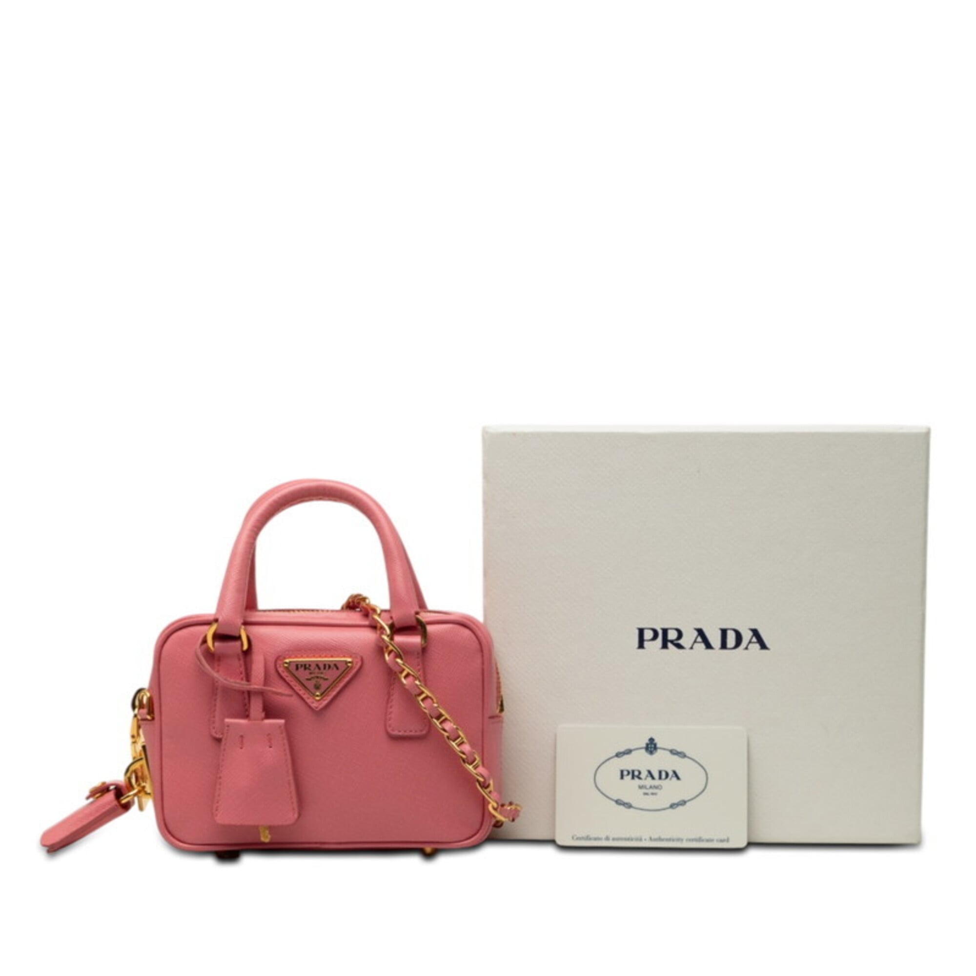 Prada Pink Leather Handbag Shoulder Bag (Pre-Owned)