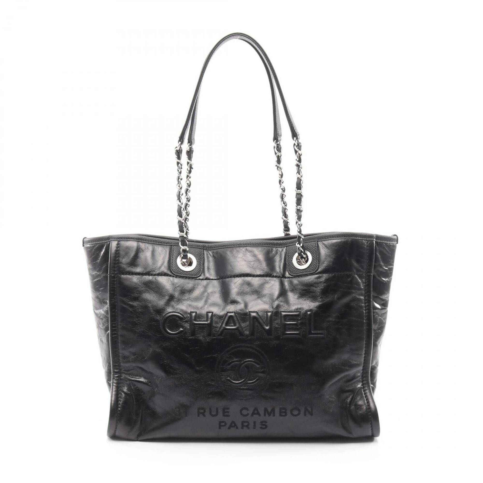 Chanel Black Grained Calfskin Handbag Tote Bag (Pre-Owned)