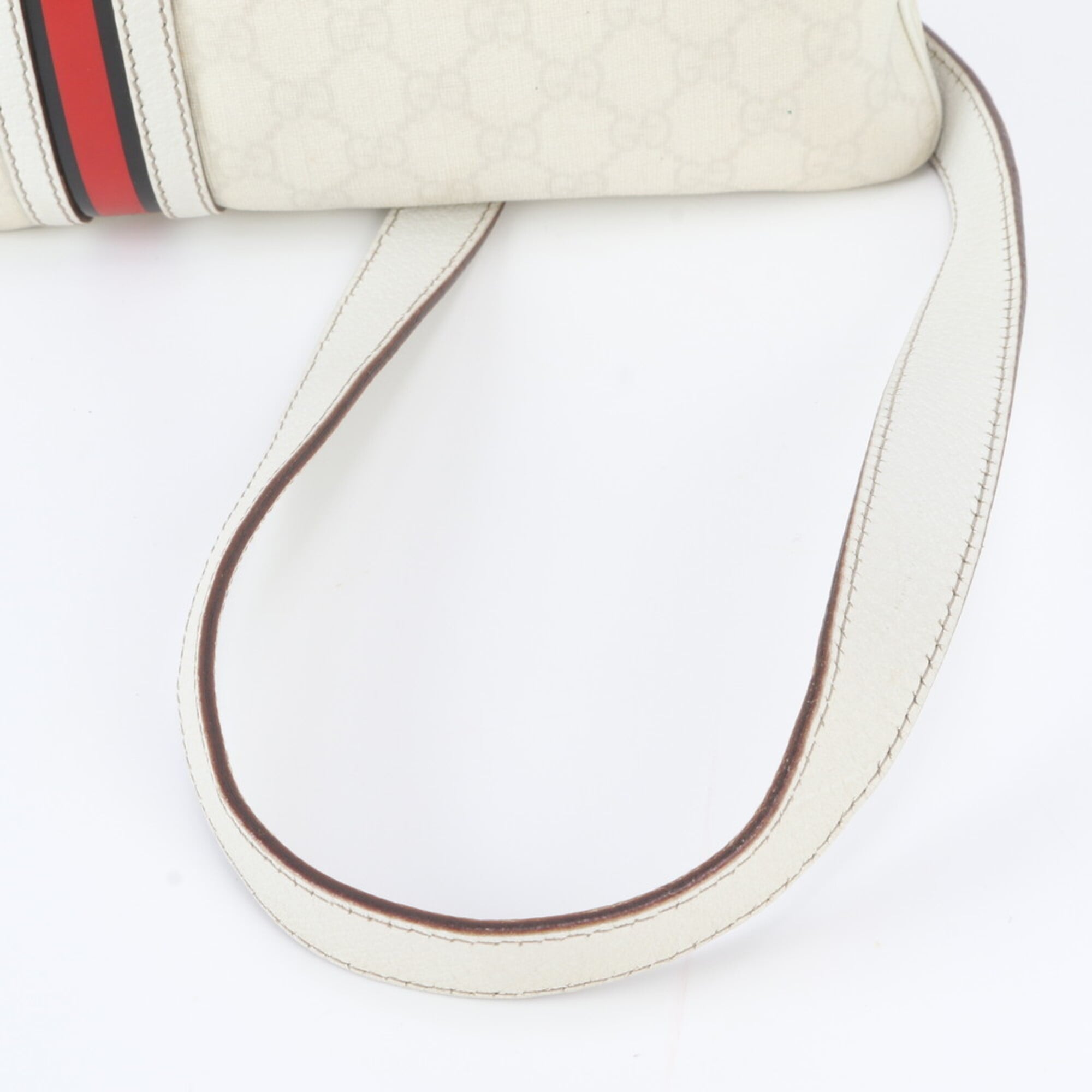 Gucci White Leather Coated Canvas Shoulder Bag (Pre-Owned)
