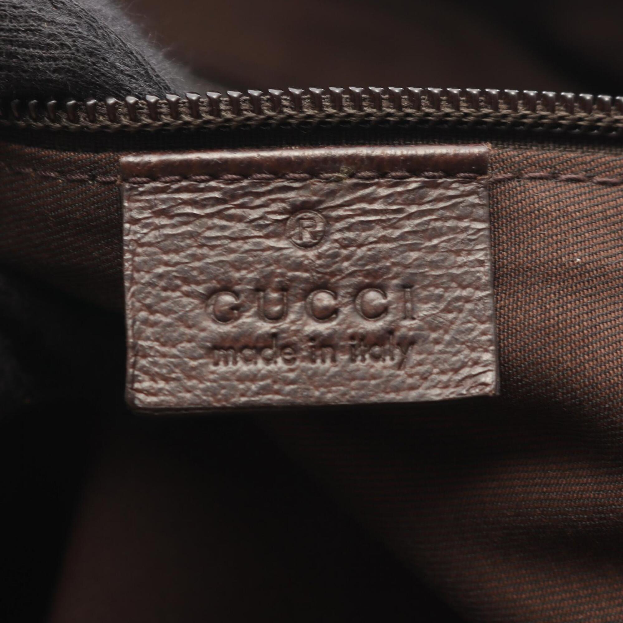 Gucci Beige Brown Gg Canvas Leather Boston Bag Handbag (Pre-Owned)