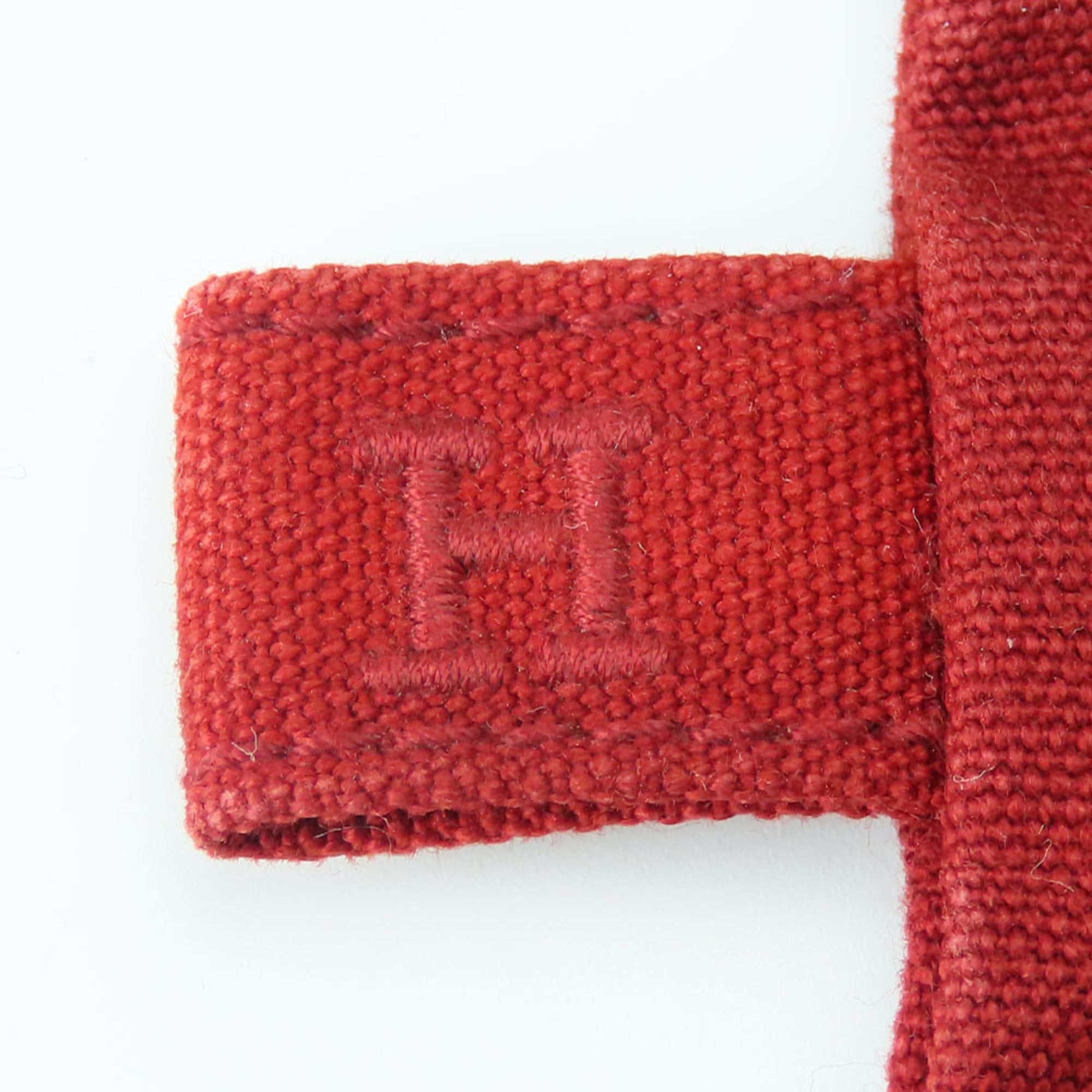 Hermes Bordeaux Cotton Leather Pouch (Pre-Owned)