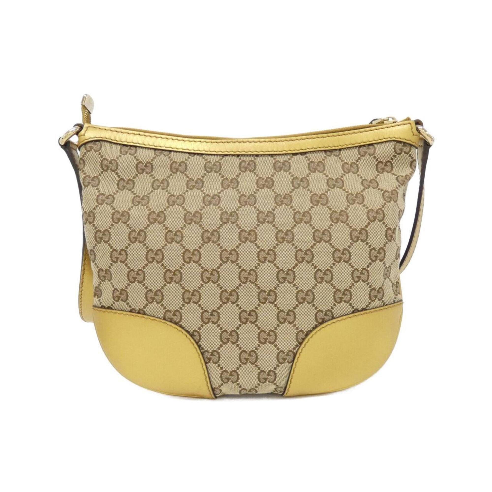 Gucci Gg Canvas Beige Gold Gg Canvas Leather Shoulder Bag (Pre-Owned)