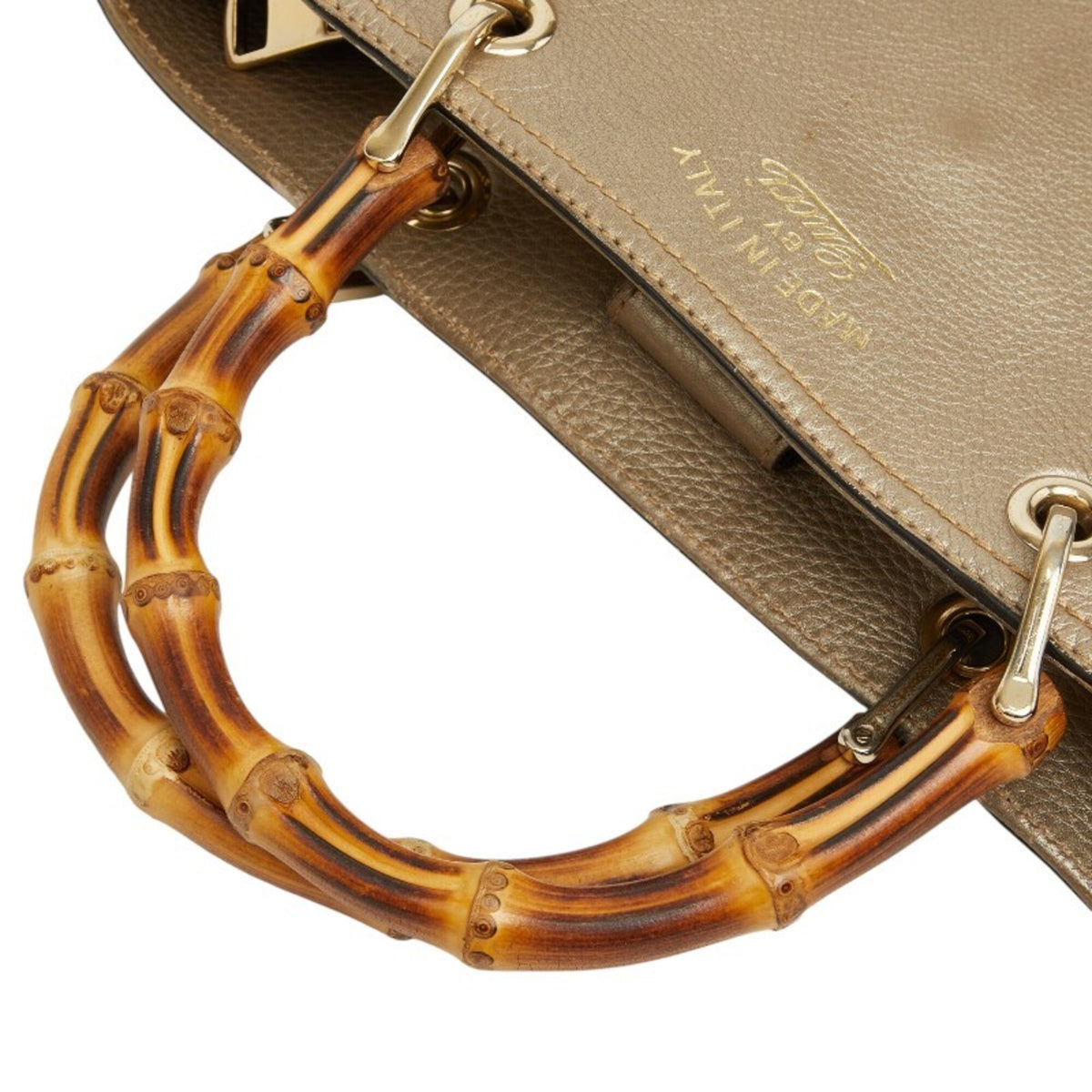 Gucci Brown Gold Leather Handbag Shoulder Bag (Pre-Owned)
