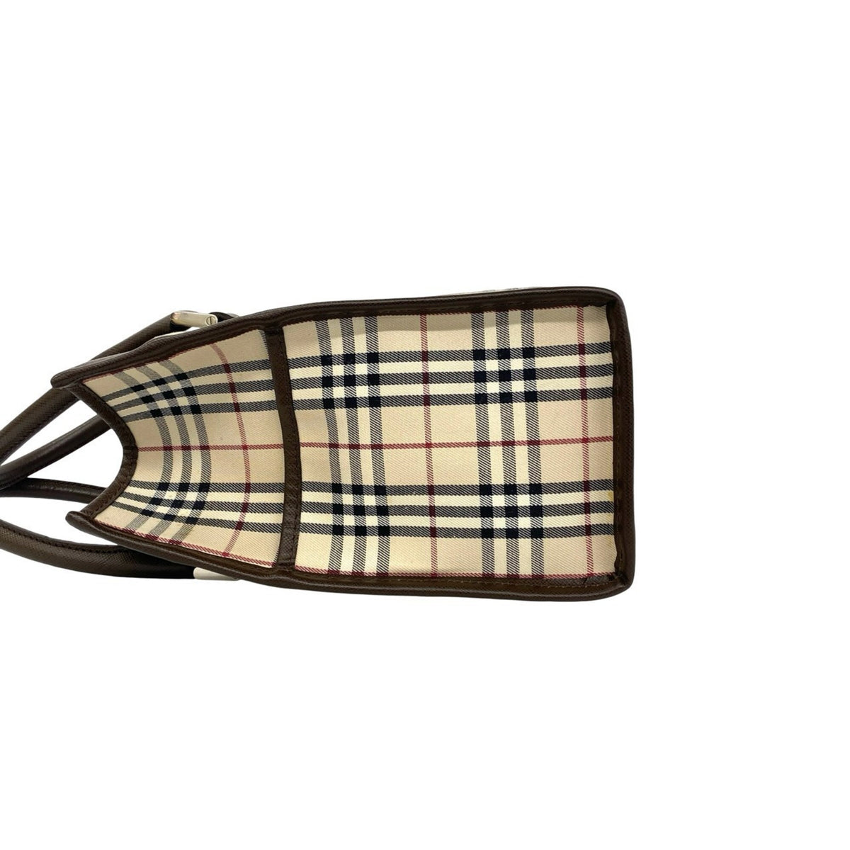 Burberry Beige Brown Canvas Leather Handbag Tote Bag (Pre-Owned)