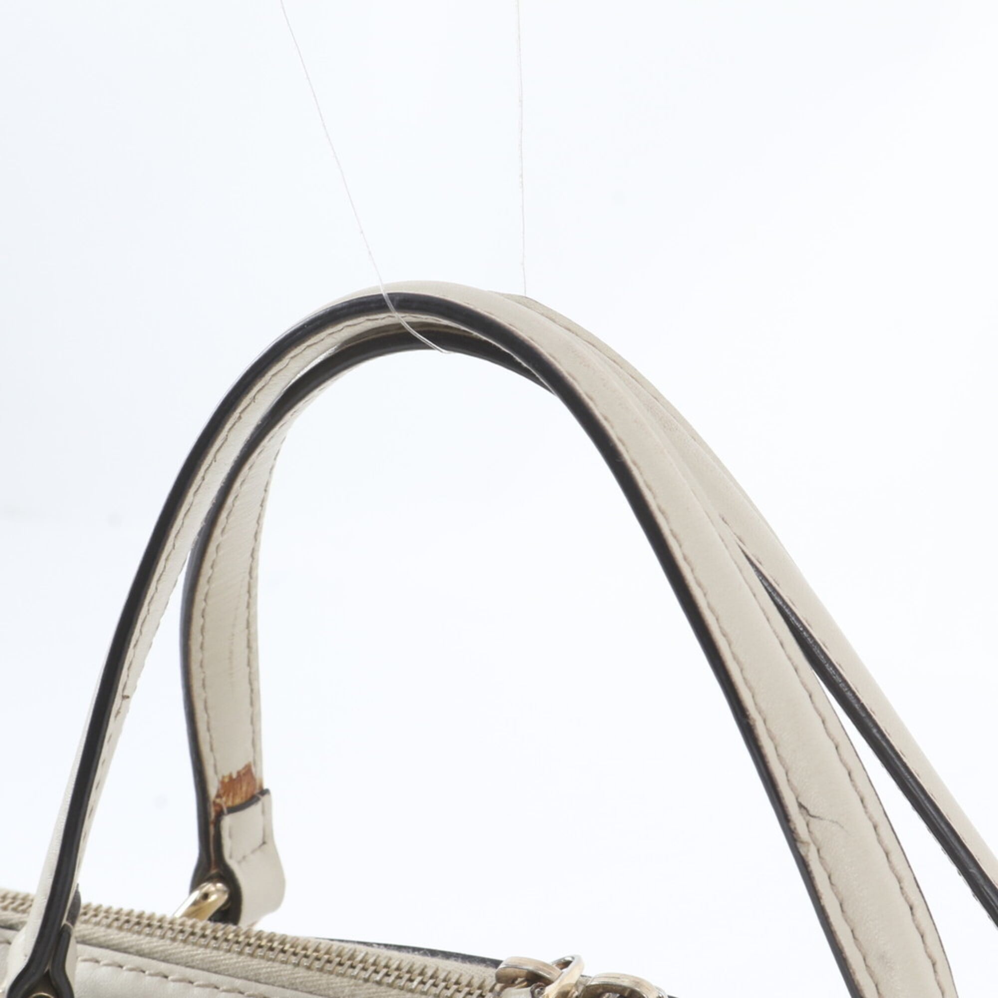 Gucci Beige Leather Canvas Handbag Shoulder Bag Tote Bag (Pre-Owned)