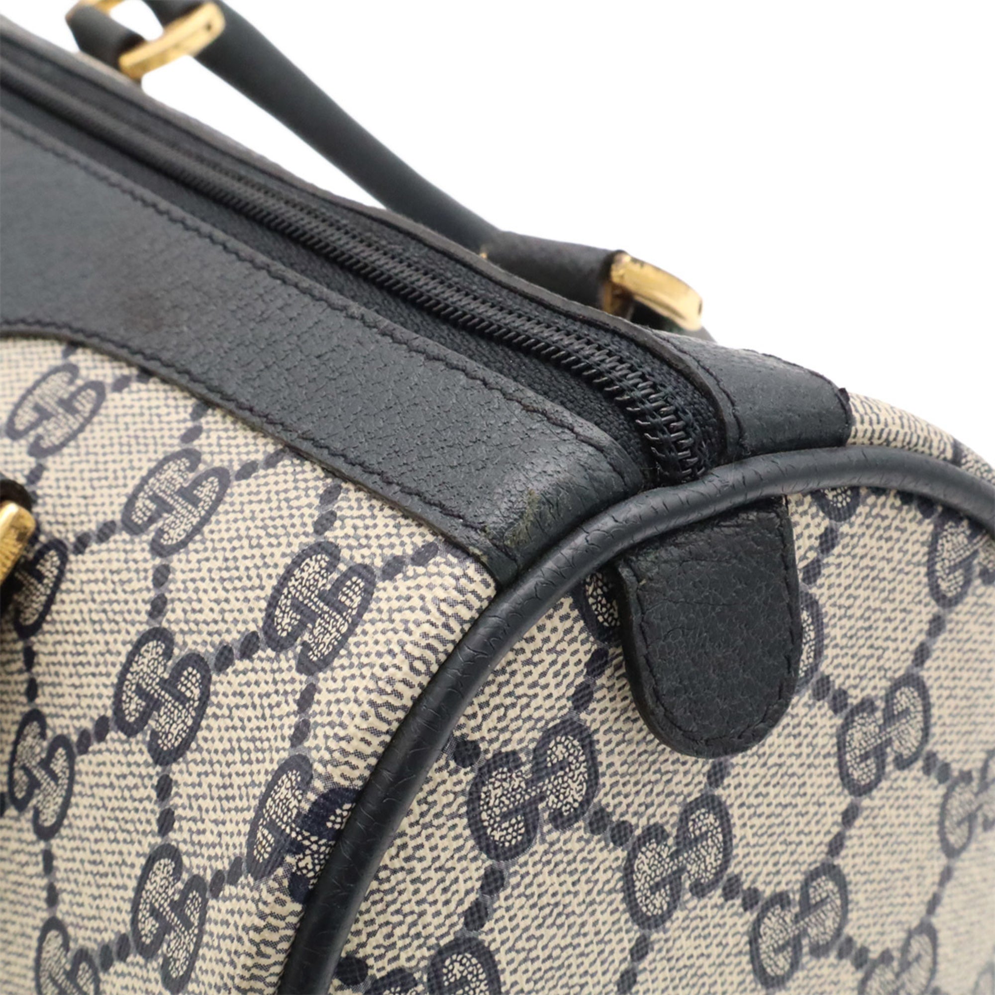 Gucci Beige Navy Pvc Leather Handbag (Pre-Owned)