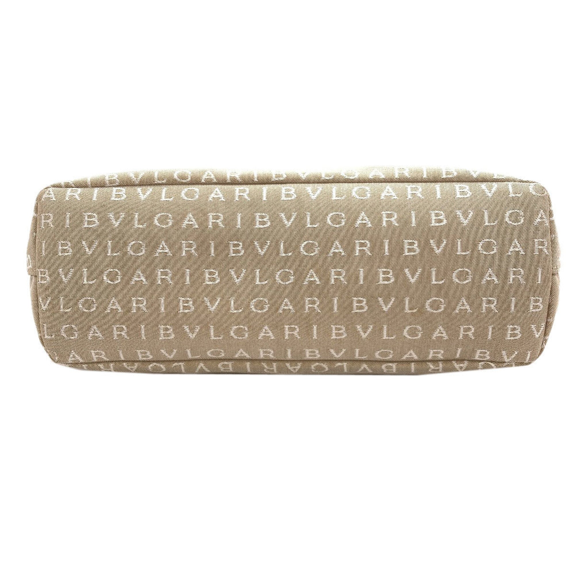 Bvlgari Beige Brown Canvas Handbag (Pre-Owned)