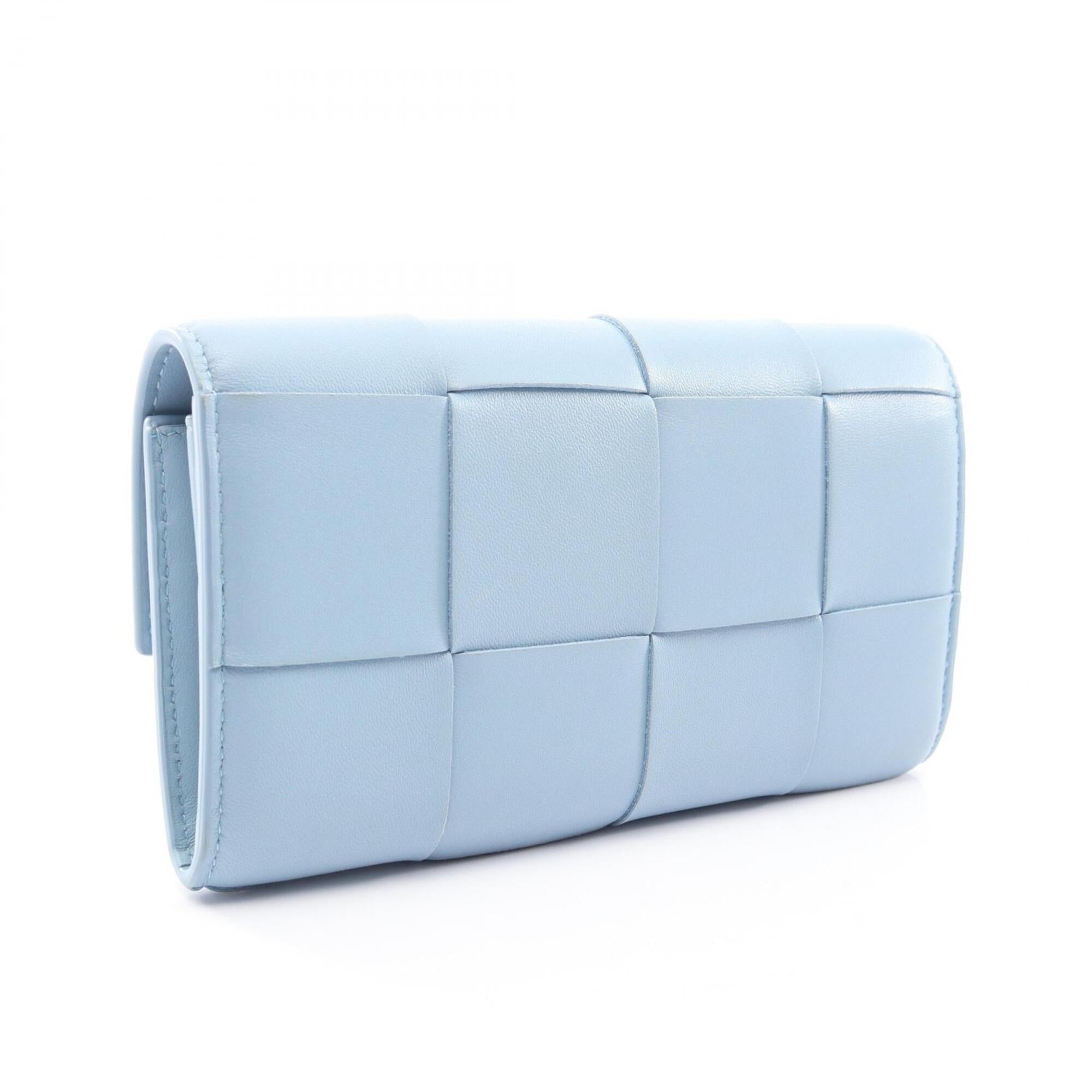 Bottega Veneta Blue Leather Long Wallet (Bi-Fold) (Pre-Owned)